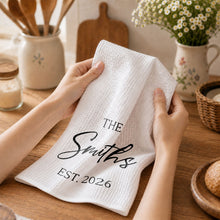 Load image into Gallery viewer, Personalized Kitchen Towel Custom Family Name Est. Year Gift
