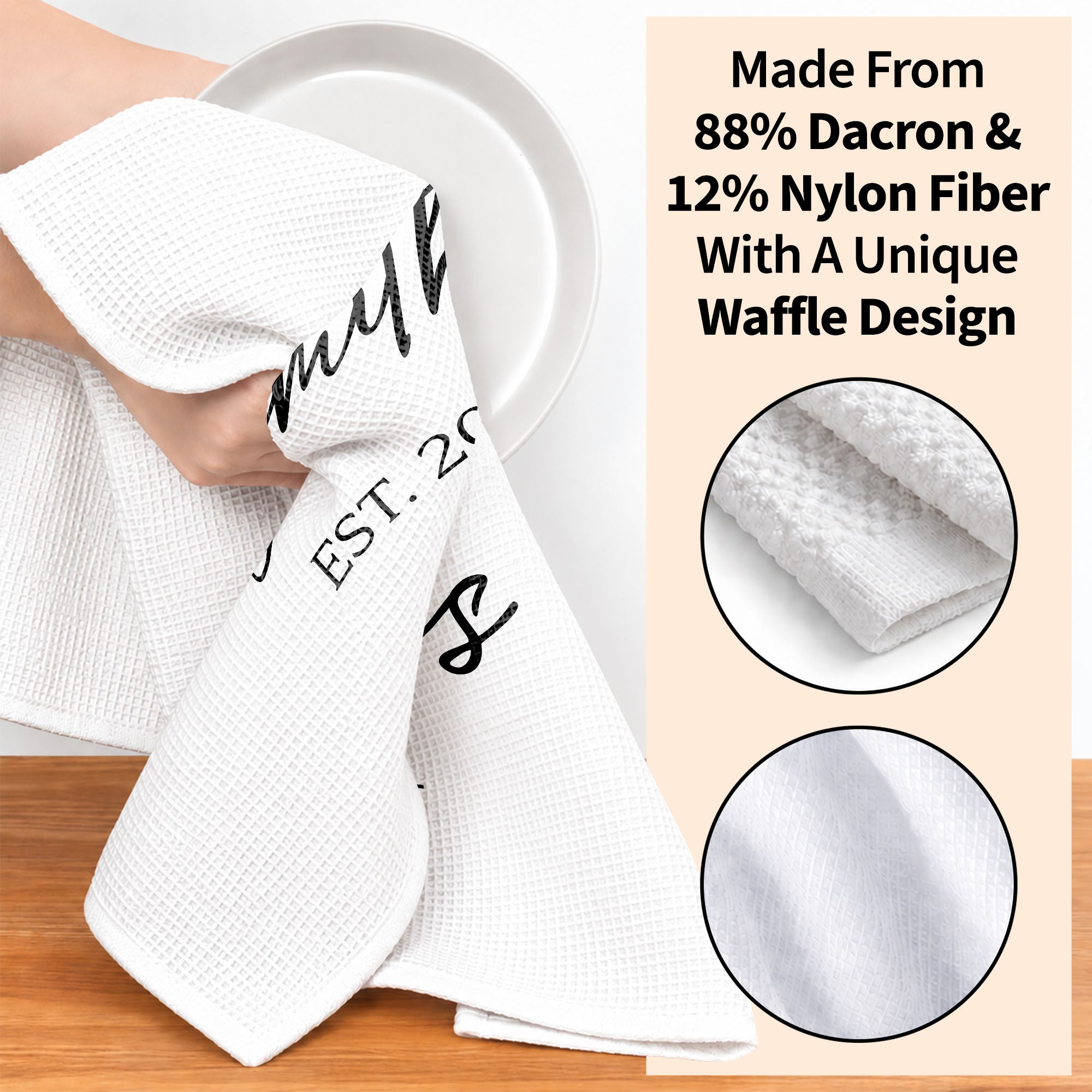 Personalized Kitchen Towel Custom Family Name Est. Year Gift
