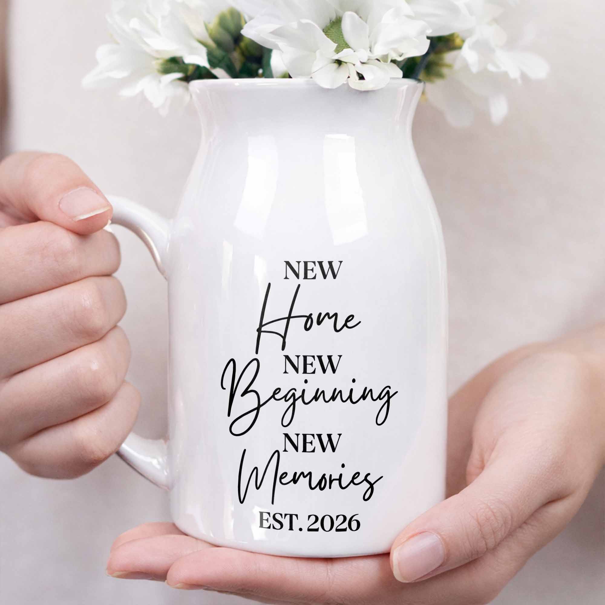Personalized Ceramic Flower Vase Custom Year Gift for Home