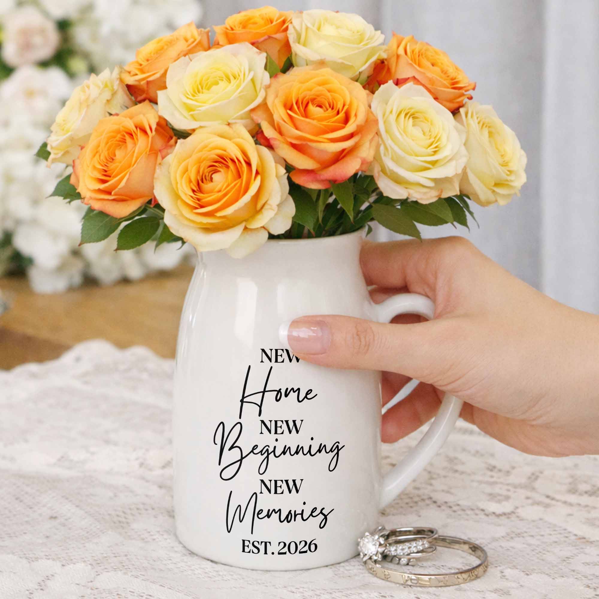 Personalized Ceramic Flower Vase Custom Year Gift for Home