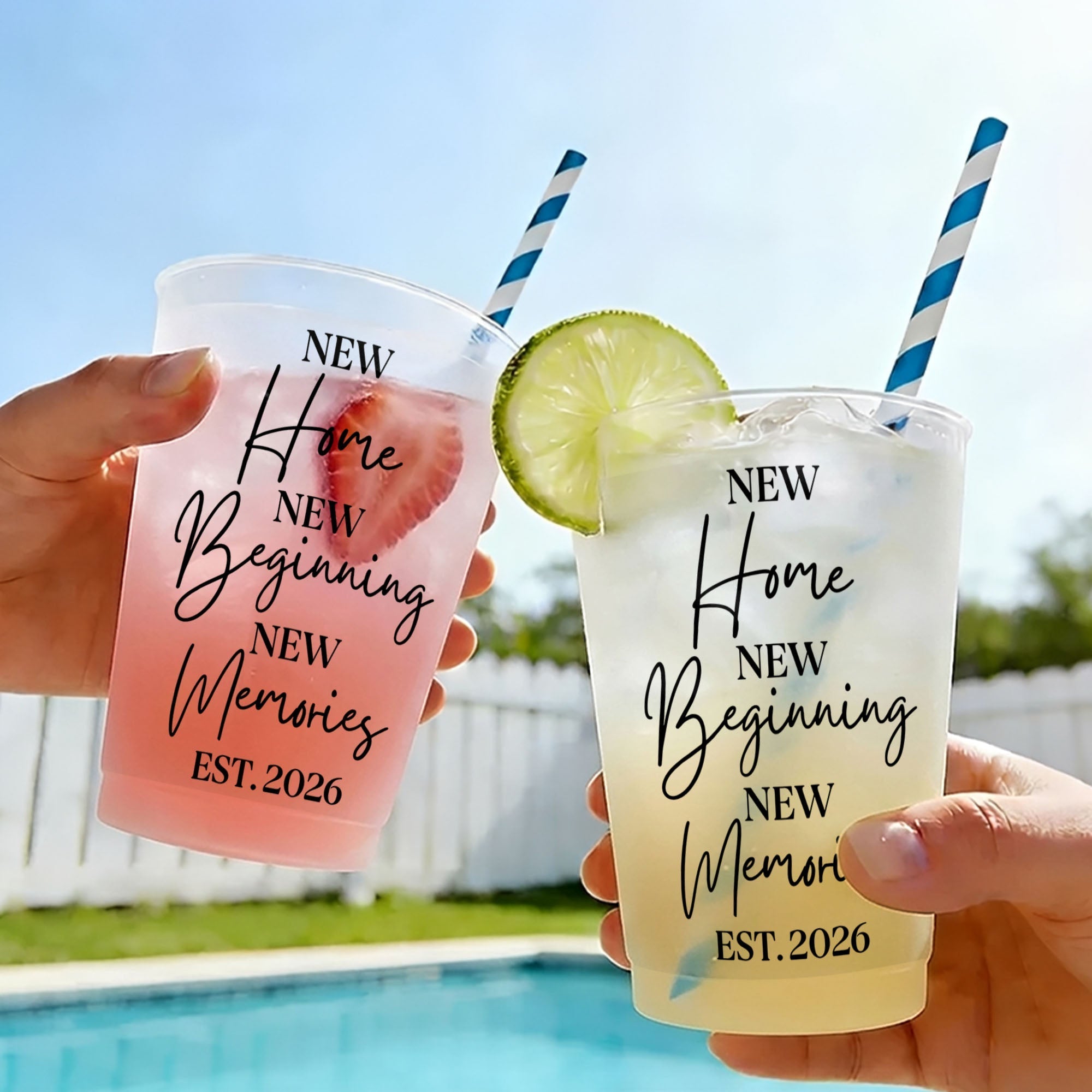 Personalized Frosted Cups Custom Design New Home Gift