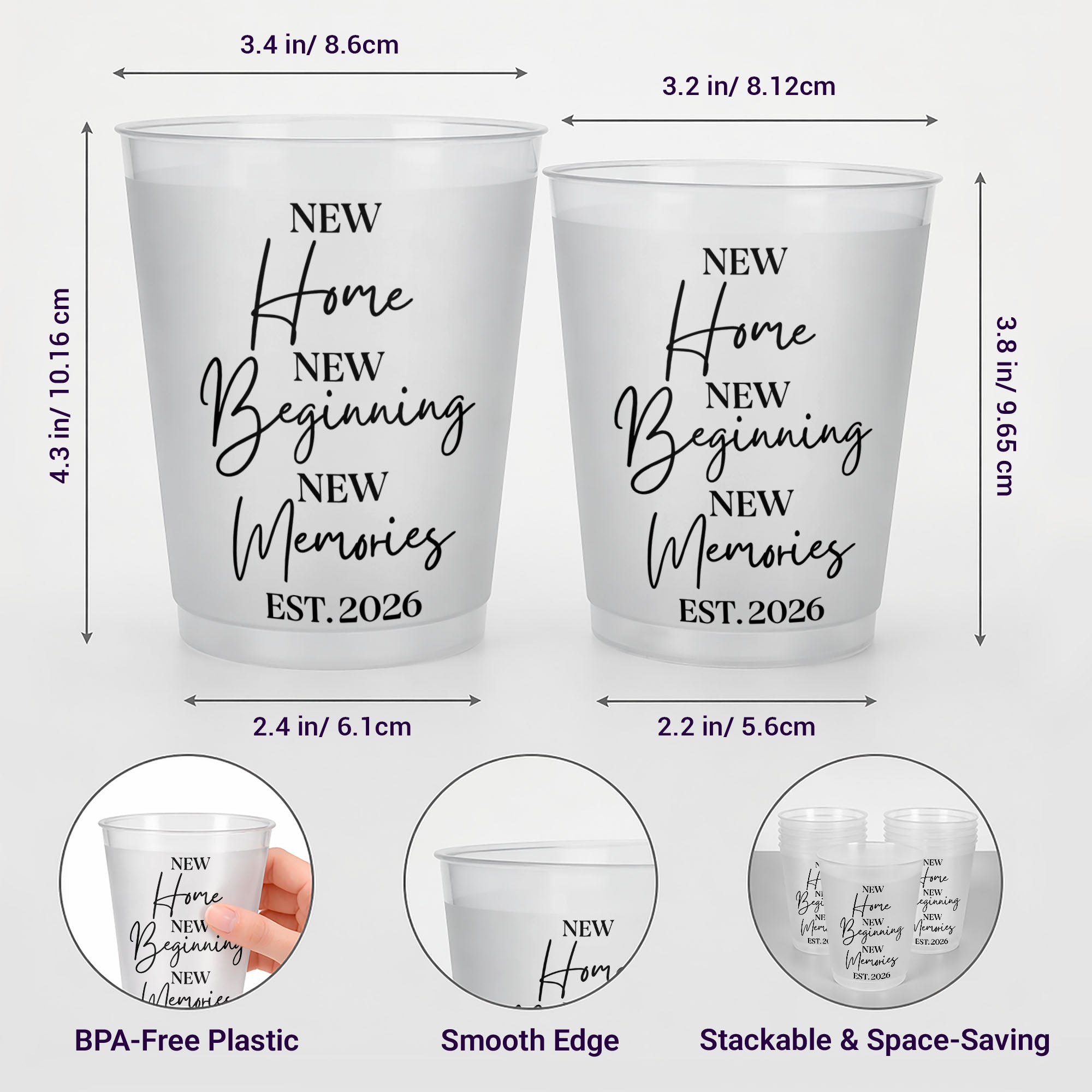 Personalized Frosted Cups Custom Design New Home Gift