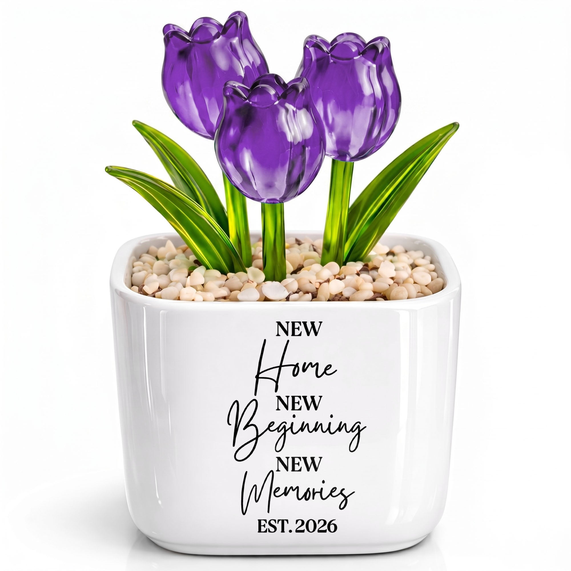 Personalized Everlasting Glass Tulips Gift for Home Decor
