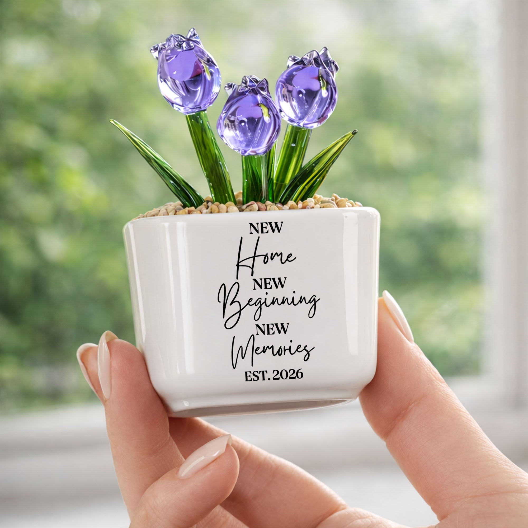 Personalized Everlasting Glass Tulips Gift for Home Decor