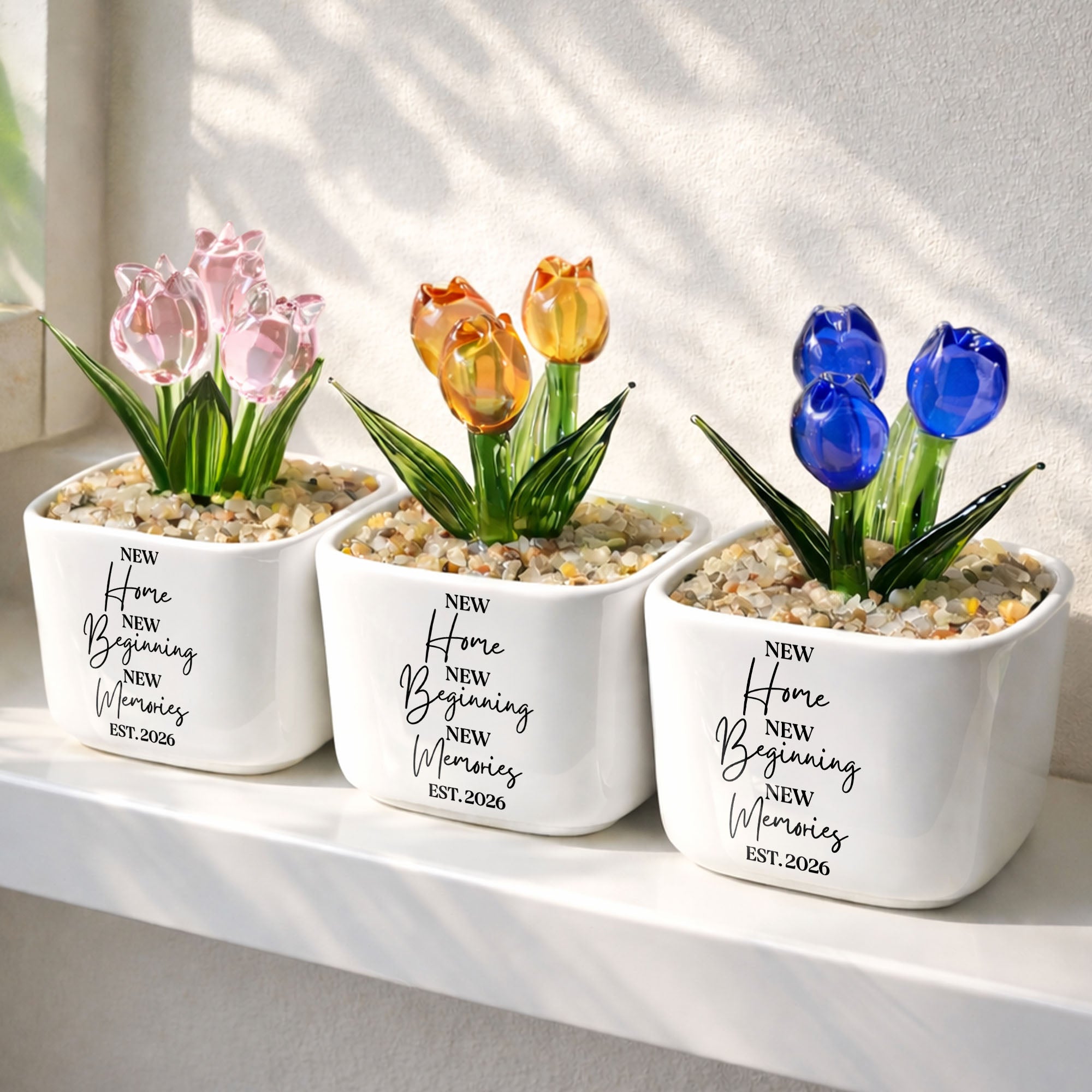 Personalized Everlasting Glass Tulips Gift for Home Decor