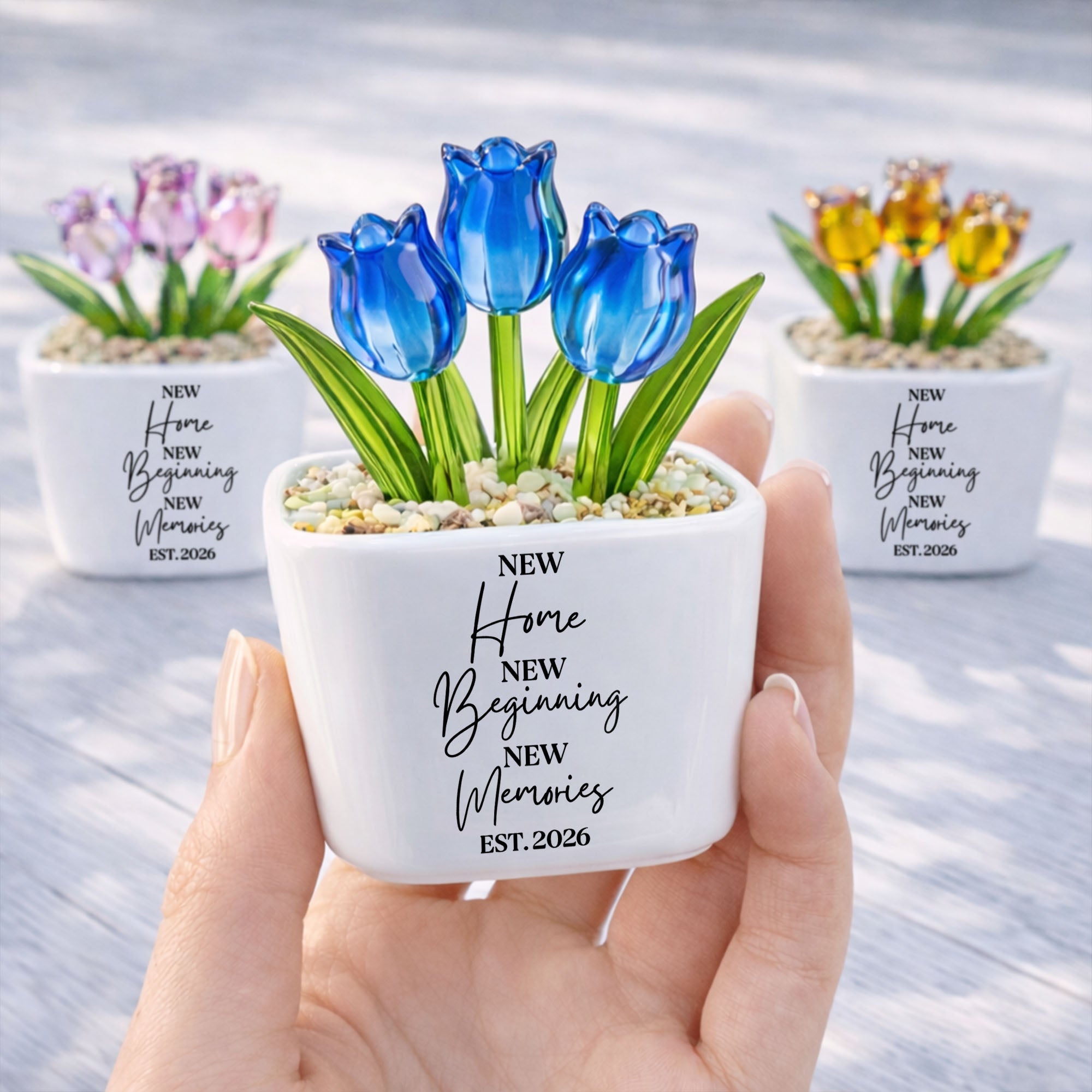 Personalized Everlasting Glass Tulips Gift for Home Decor