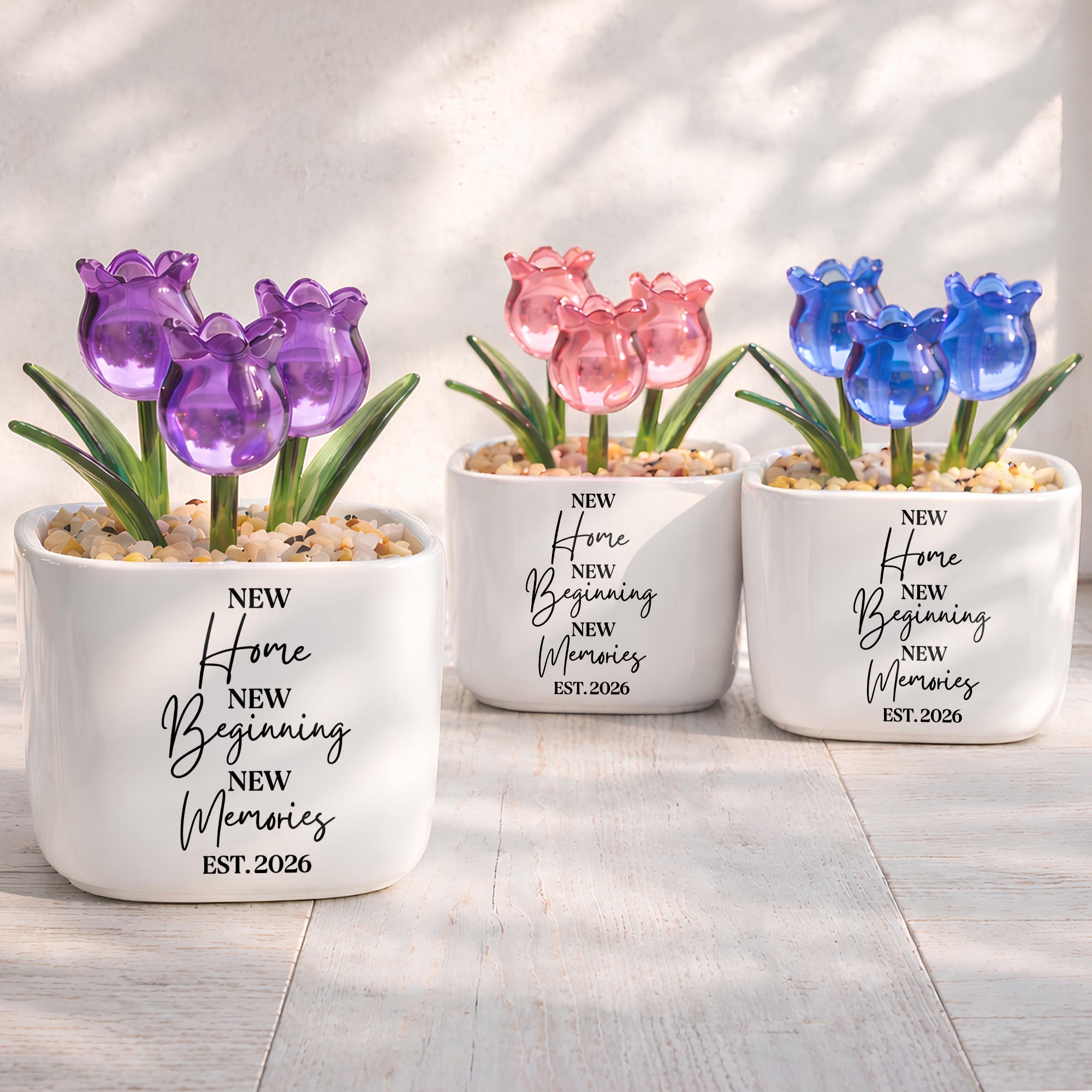 Personalized Everlasting Glass Tulips Gift for Home Decor