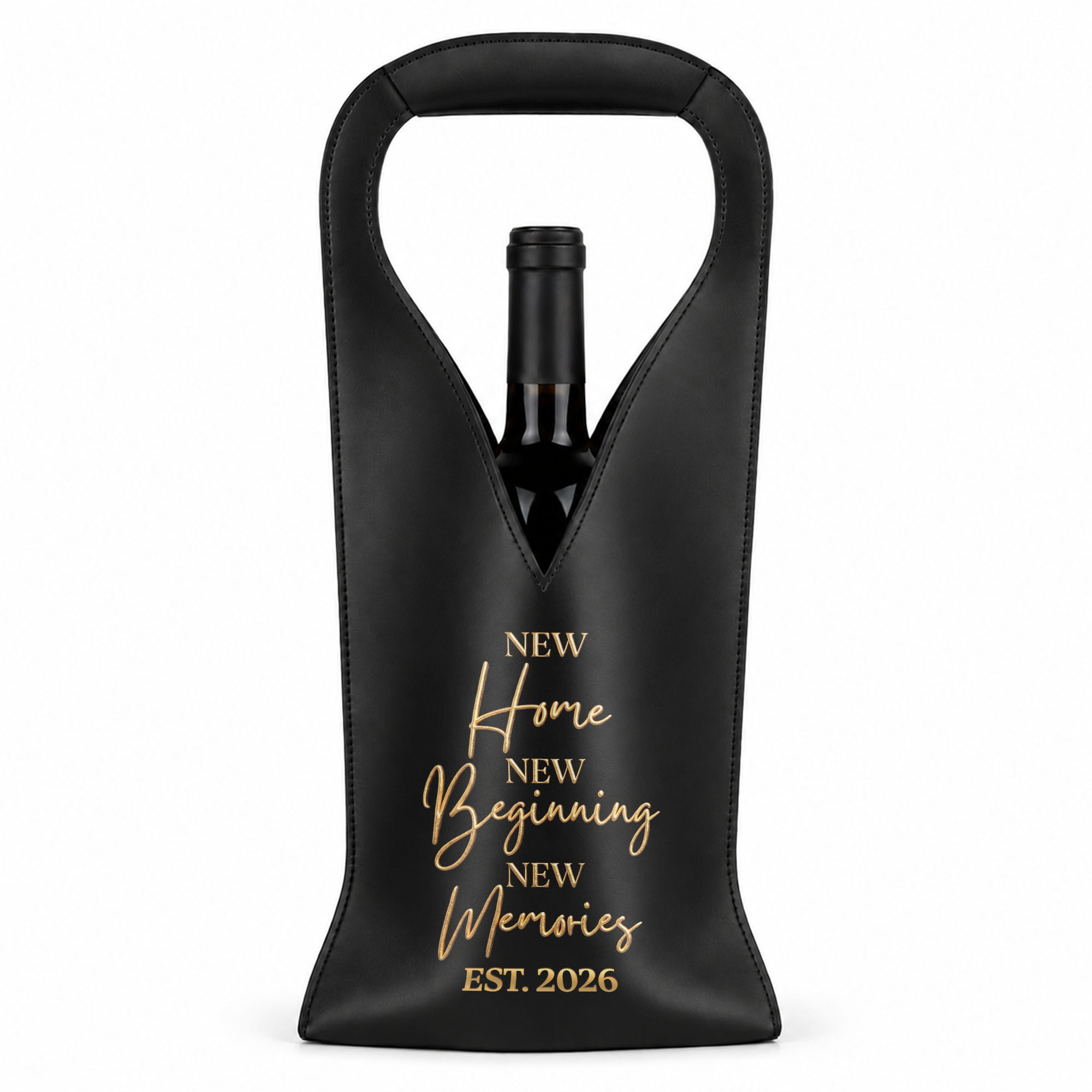 Personalized Leather Wine Bag Custom Name Gift for Couples