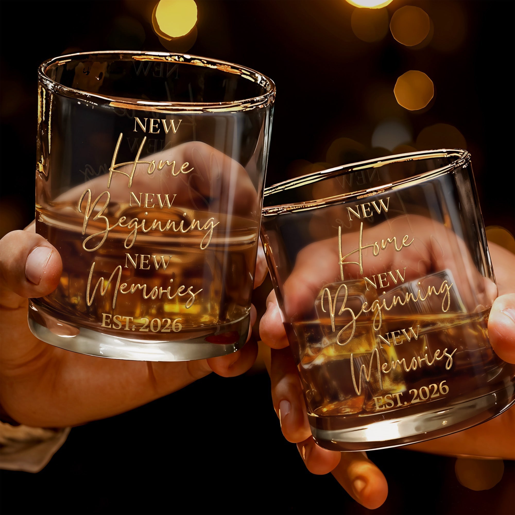Personalized Custom Whiskey Glass EST Date Elegant Gift for Couples