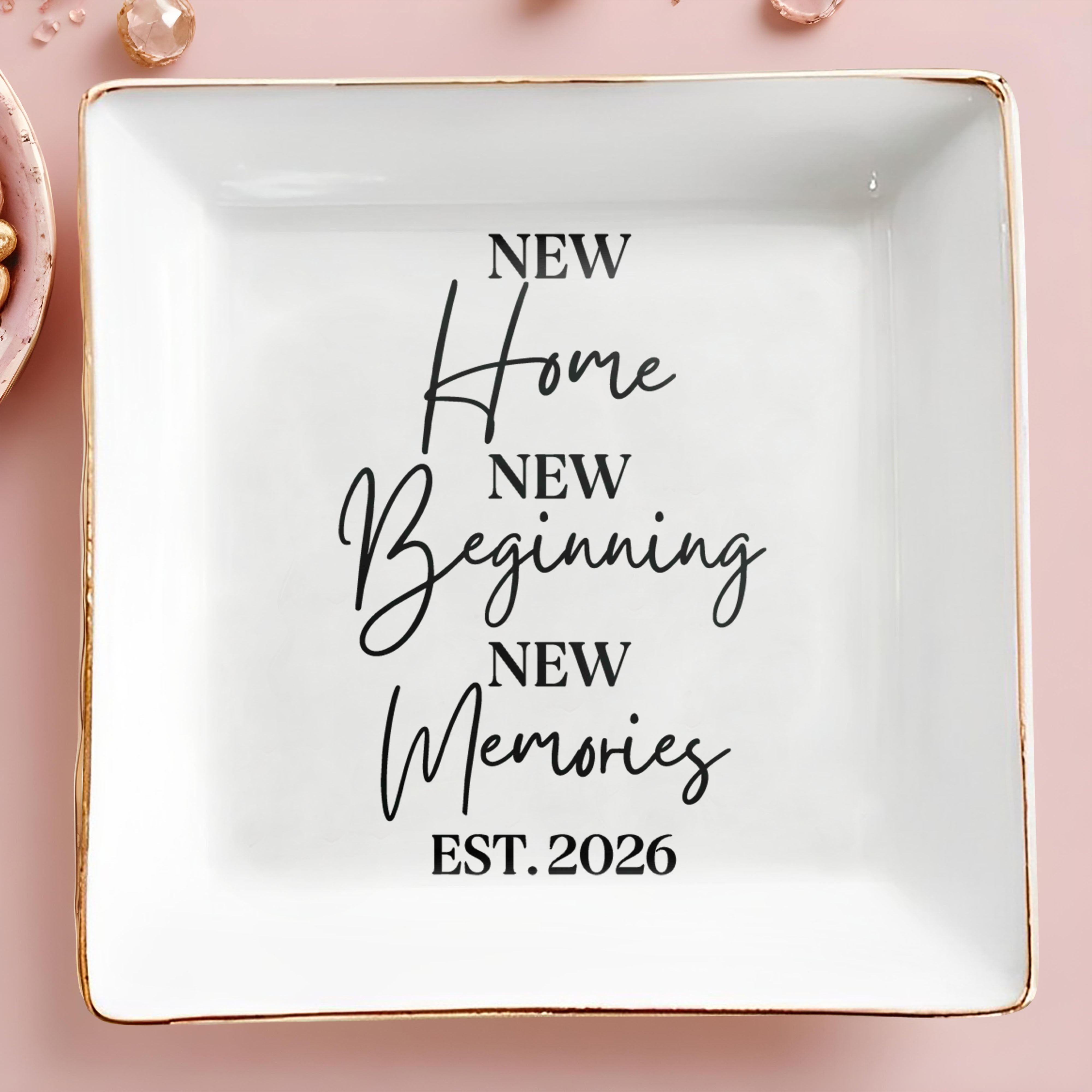 Personalized Ceramic Jewelry Dish Custom Year Gift for Family