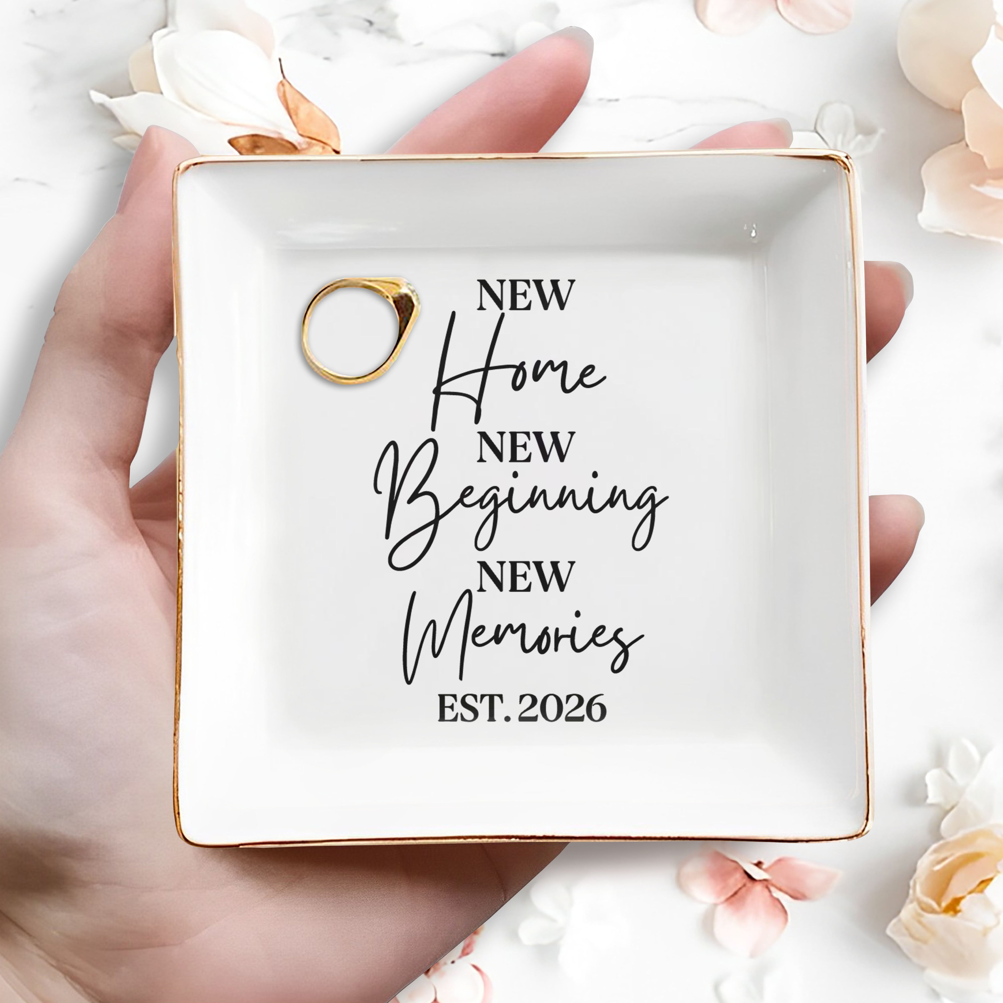 Personalized Ceramic Jewelry Dish Custom Year Gift for Family