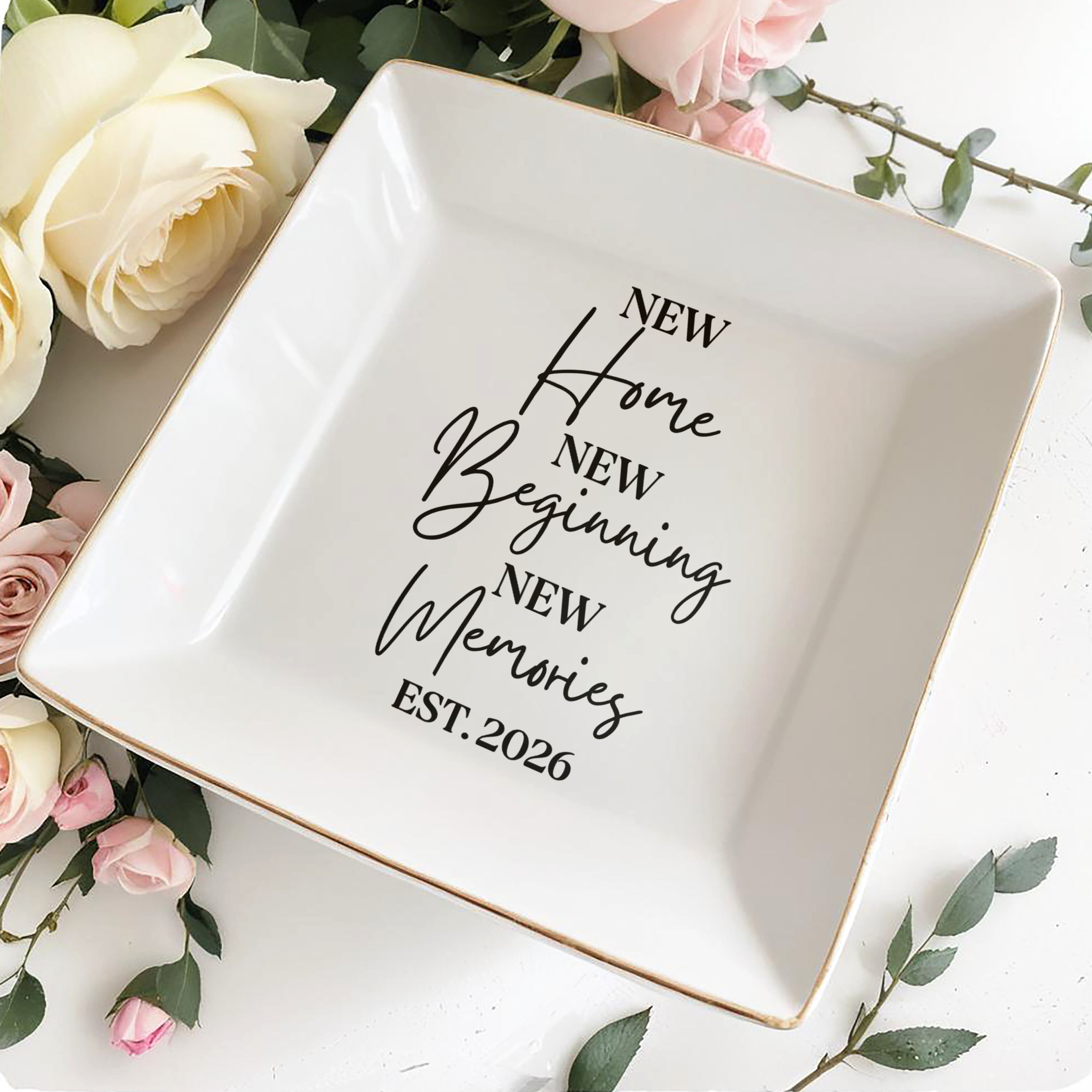 Personalized Ceramic Jewelry Dish Custom Year Gift for Family