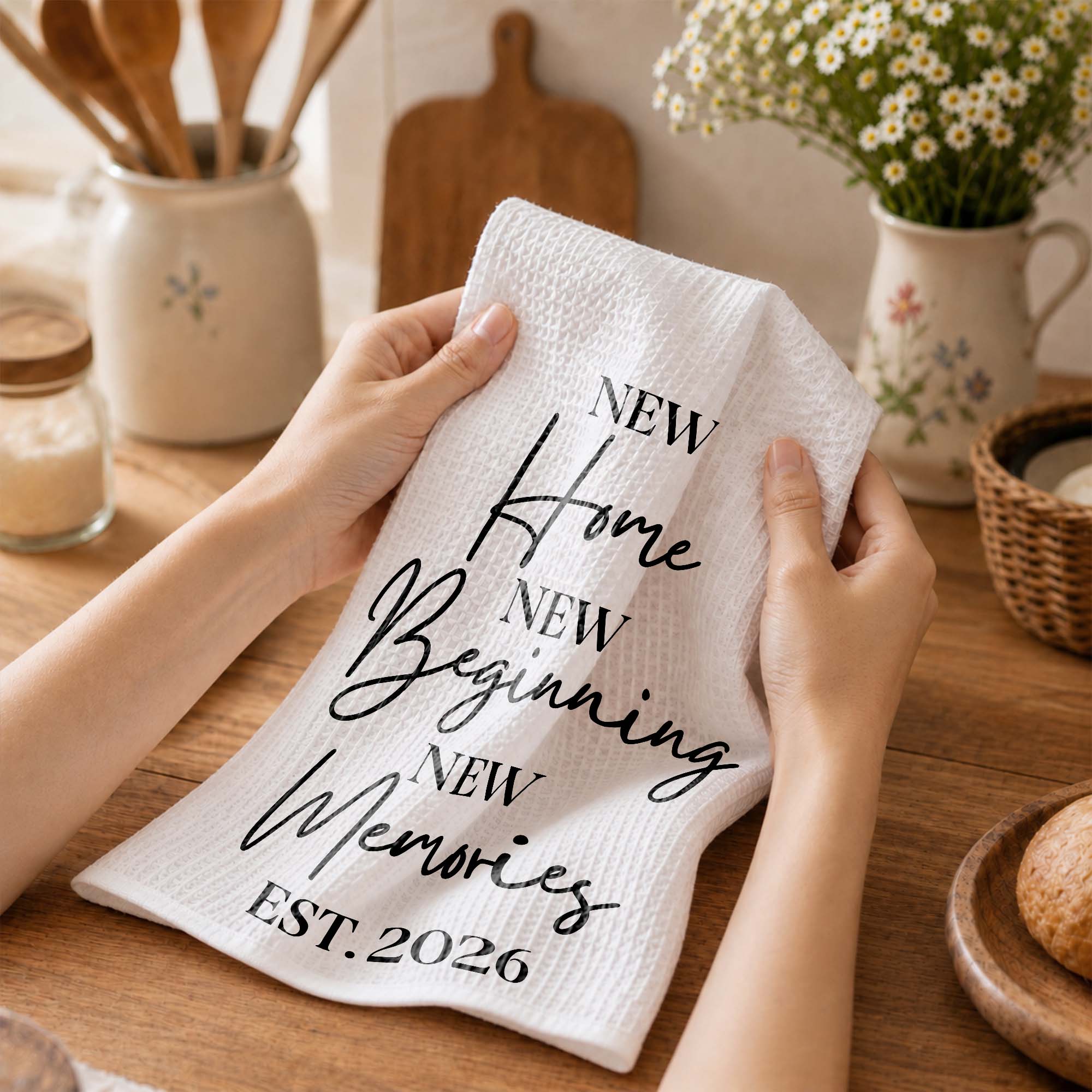Personalized Minimalist Kitchen Towel Custom Gift for Family