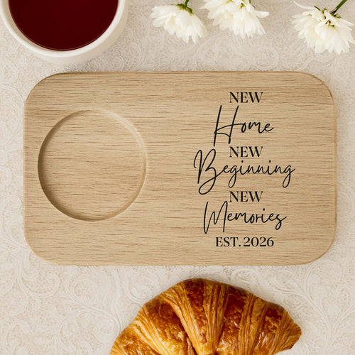 Personalized Wood Grain Serving Board with Cup Holder Gift for Couples