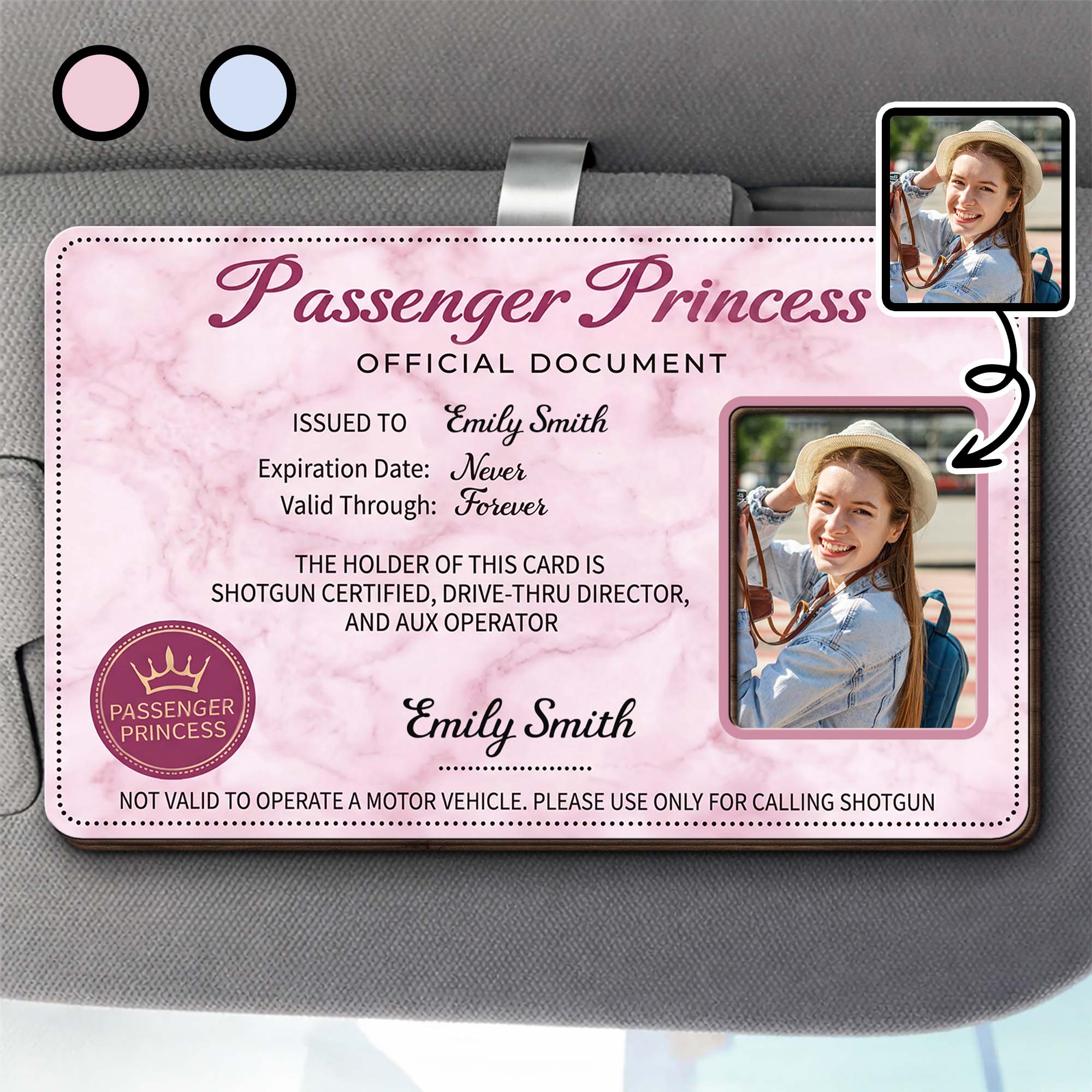 Personalized Car Visor Clip Custom Name Crown Gift for Daughter