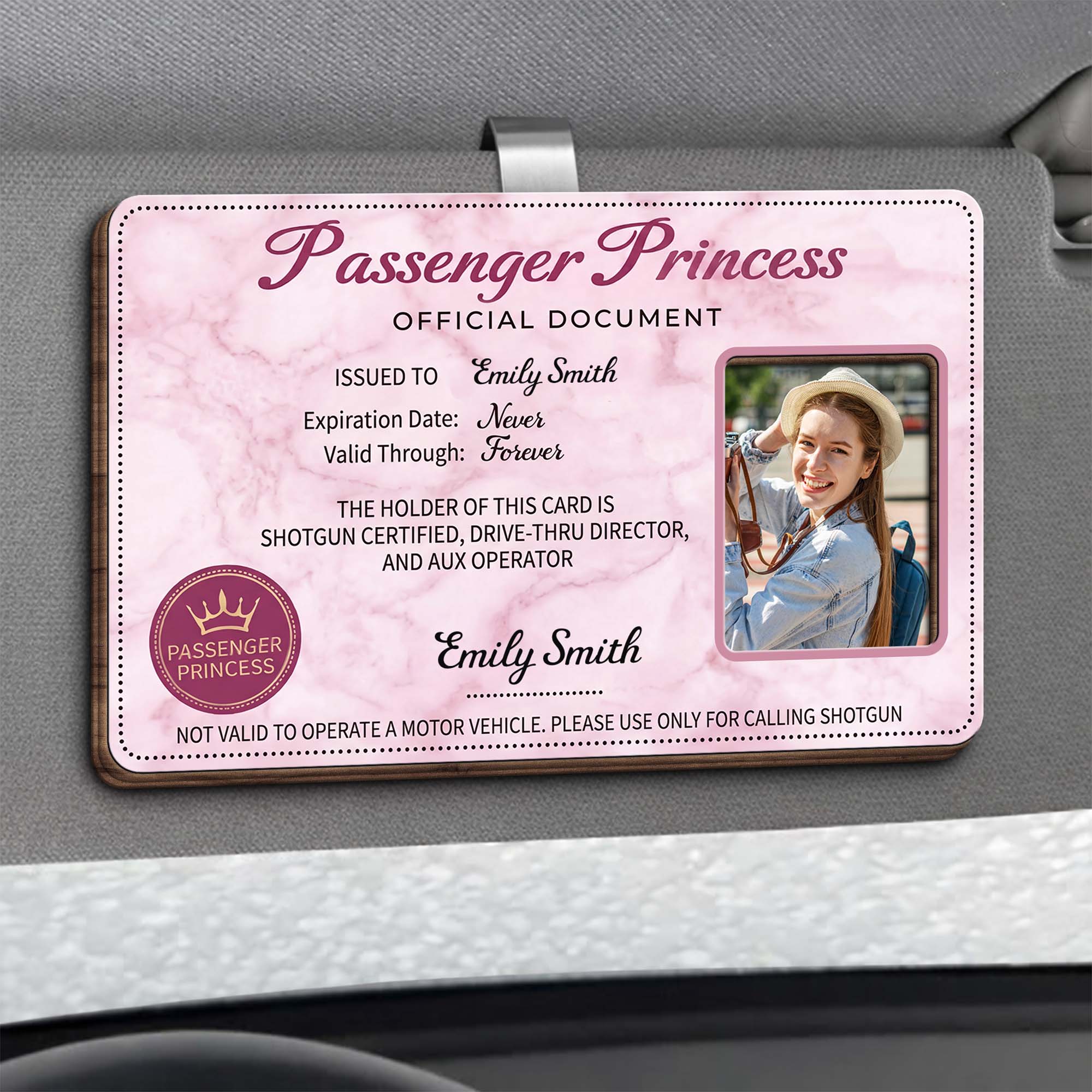 Personalized Car Visor Clip Custom Name Crown Gift for Daughter