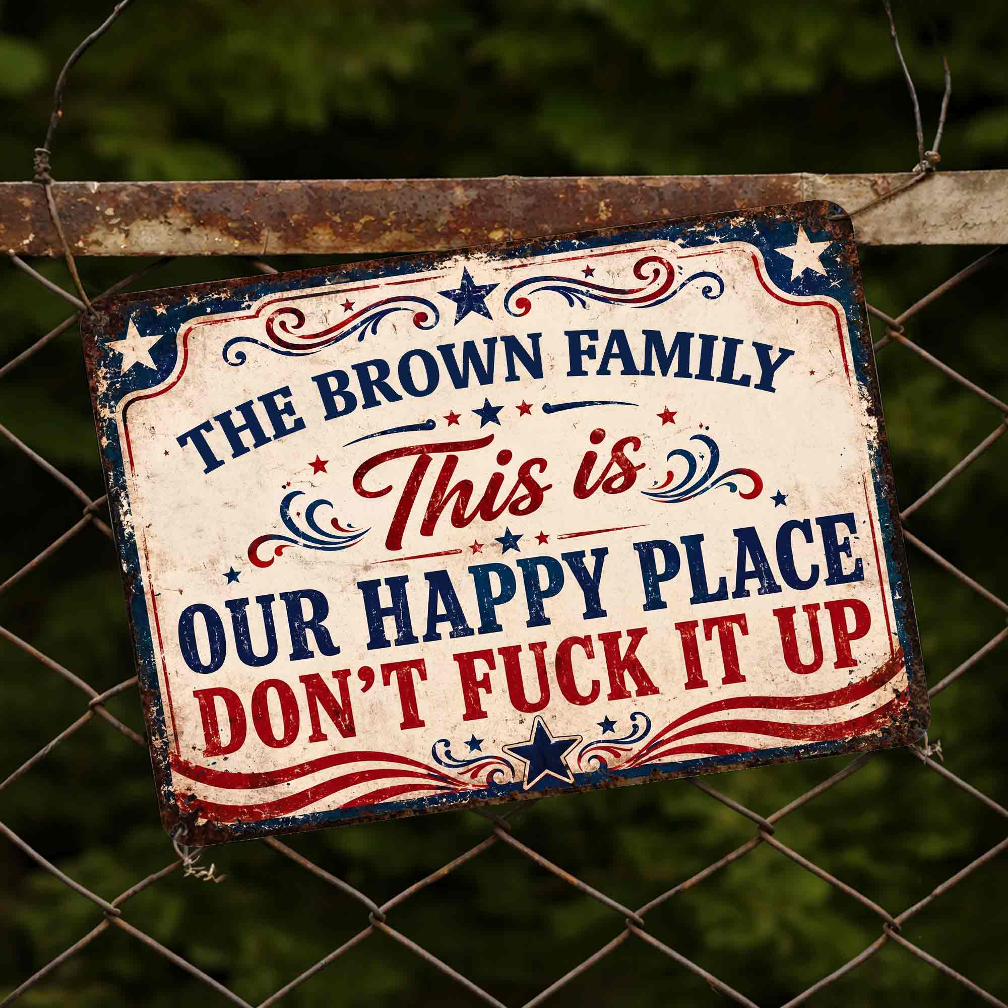 Personalized Metal Sign Custom Family Name Gift Decor
