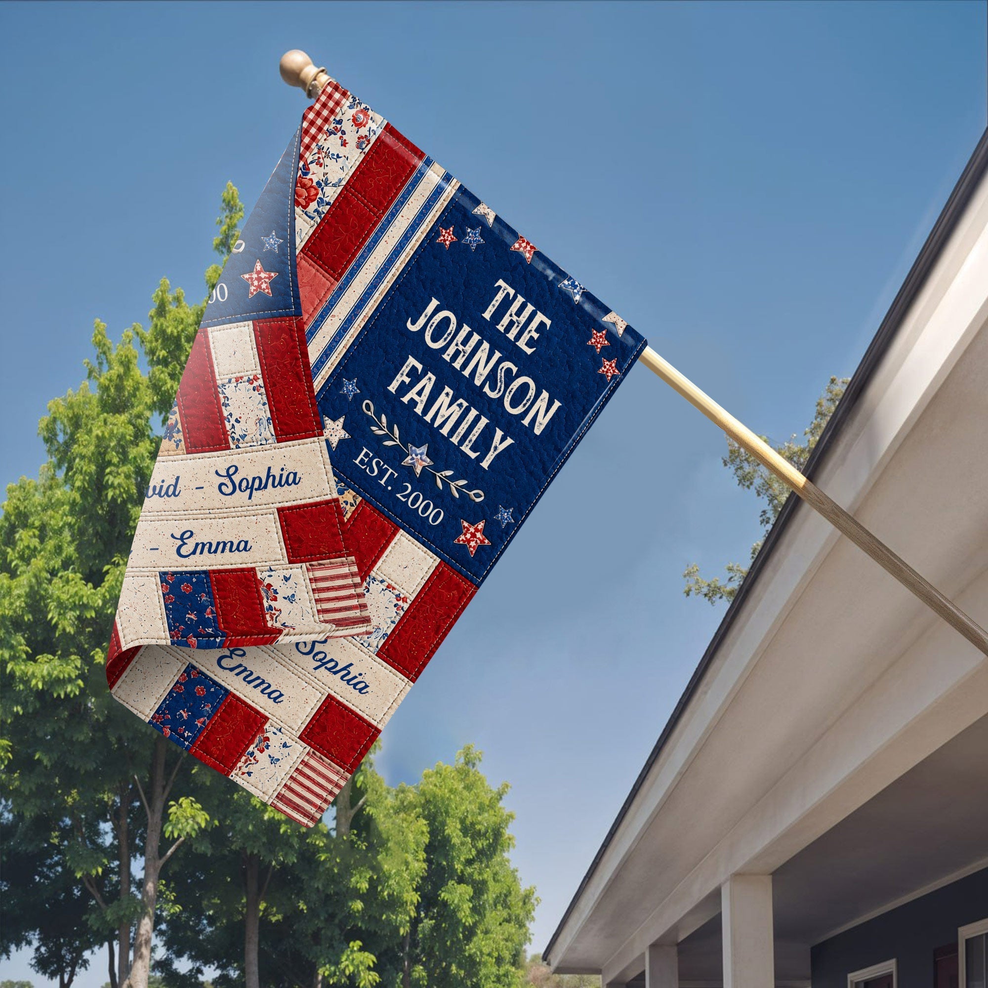 Personalized Double-Sided Garden Flag Custom Family Name 4th of July Gift