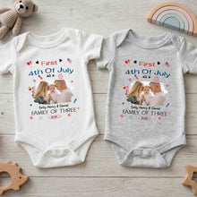 Load image into Gallery viewer, Personalized 4th of July Baby Onesie Custom Photo Gift for Family
