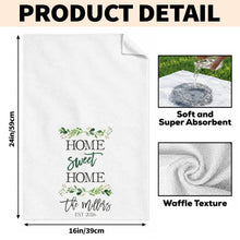 Load image into Gallery viewer, Personalized Kitchen Towel Custom Family Name Greenery Gift
