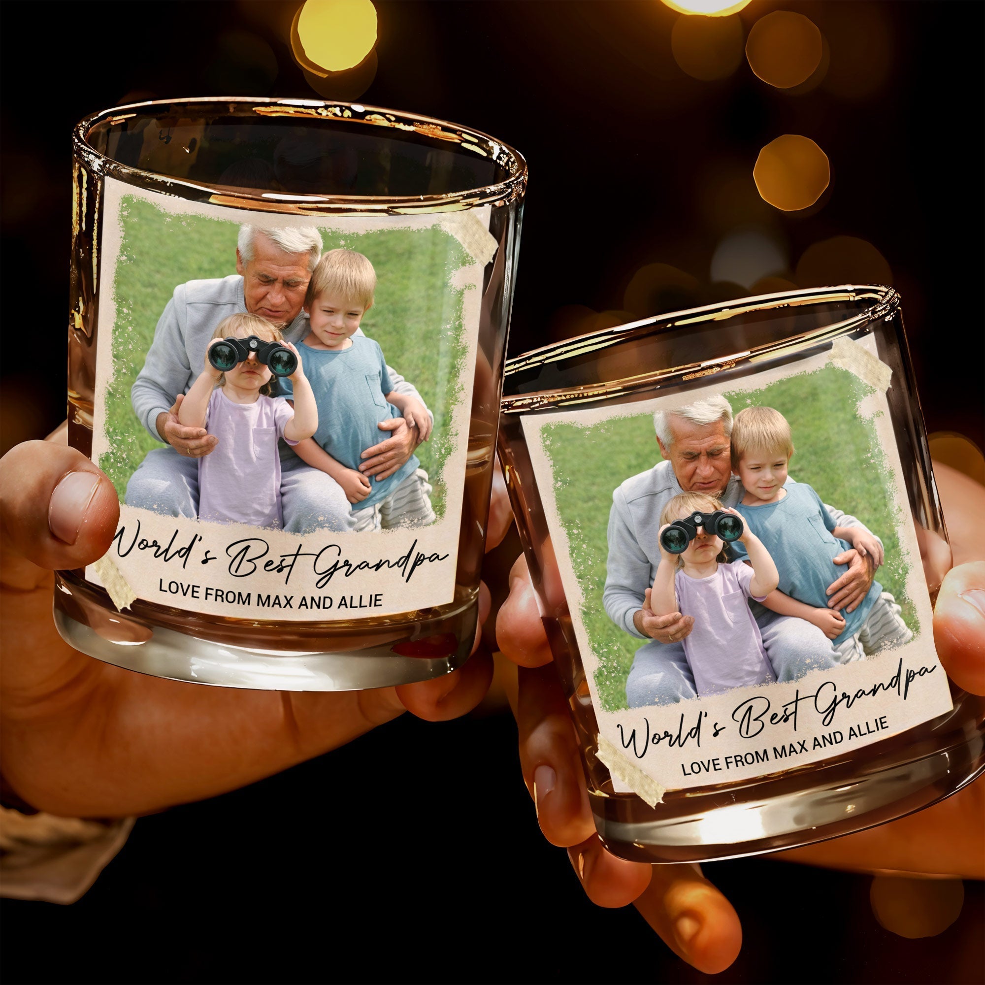 Personalized Whiskey Glass Custom Photo & Message Gift for Grandpa
