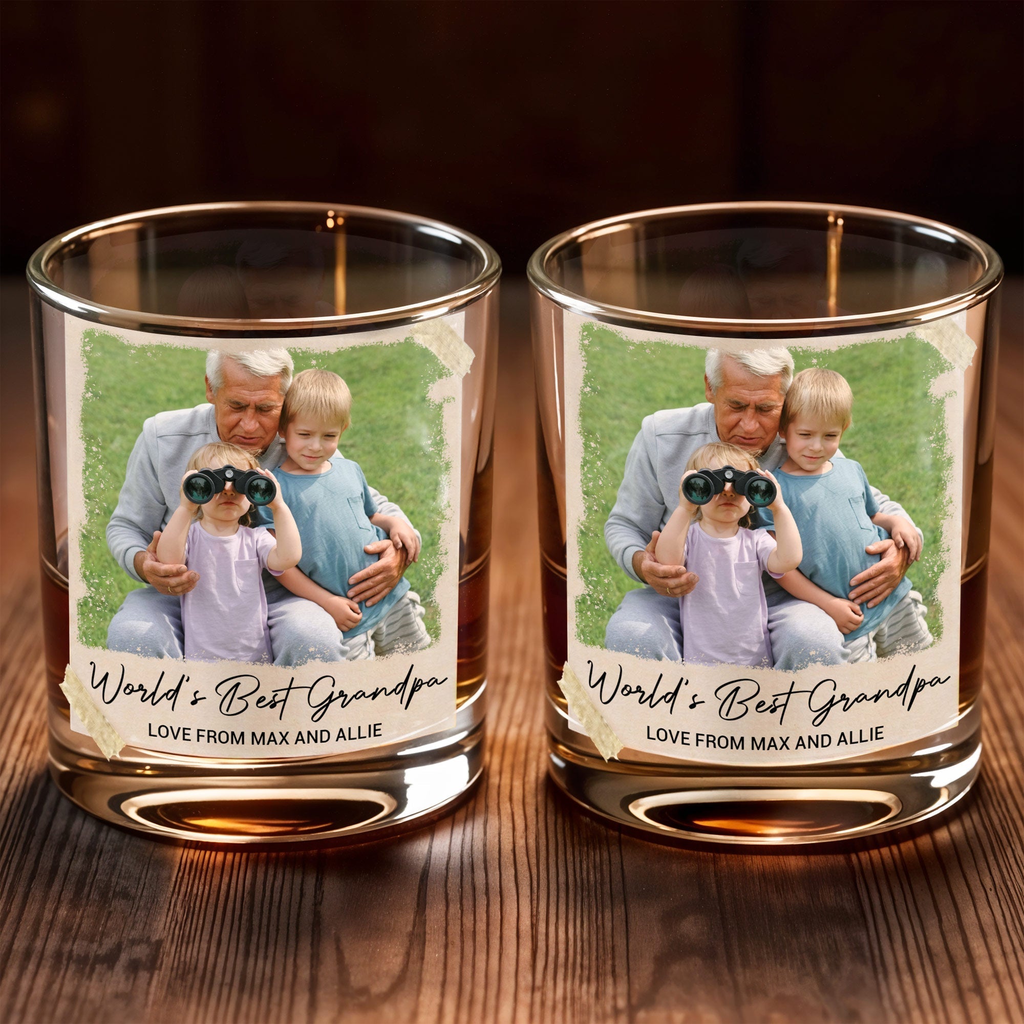 Personalized Whiskey Glass Custom Photo & Message Gift for Grandpa