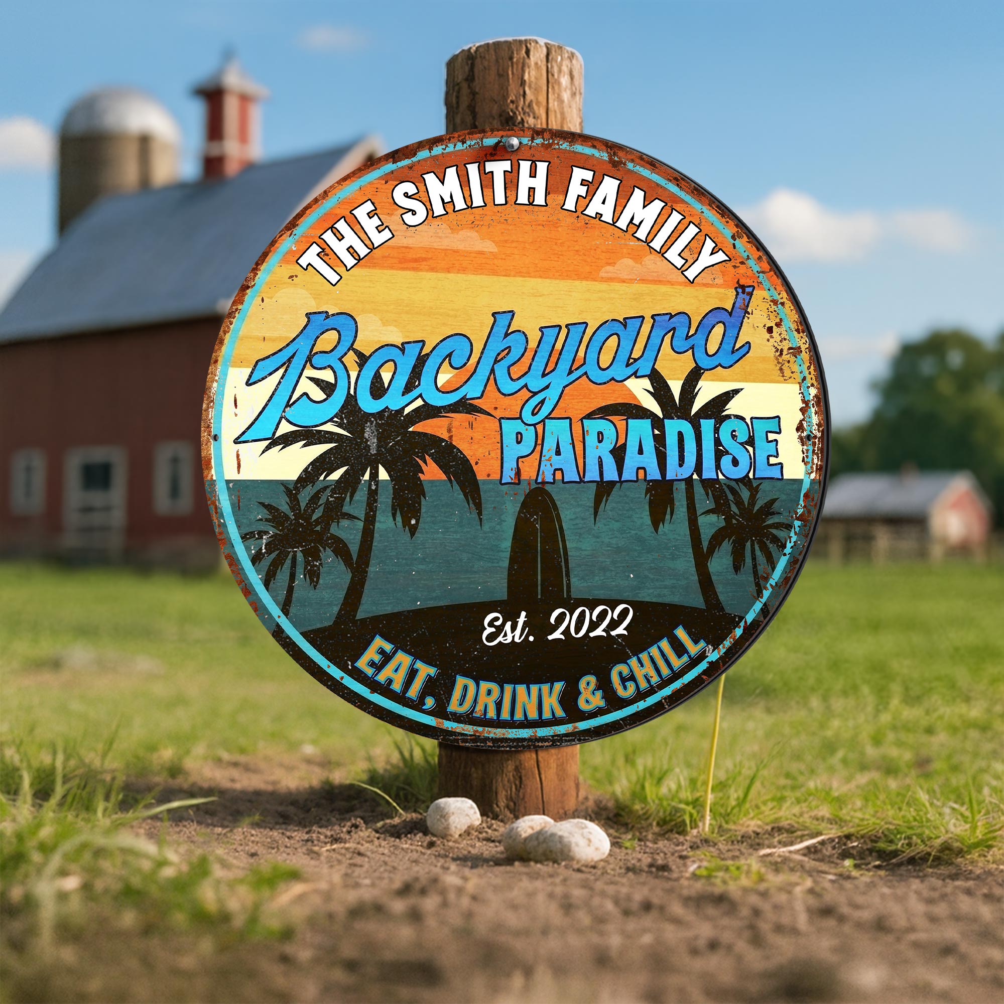 Personalized Custom Shaped Metal Sign for Backyard Paradise Decor