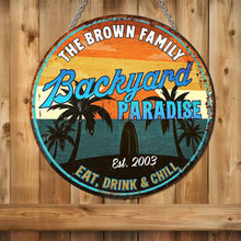 Load image into Gallery viewer, Personalized Custom Shaped Metal Sign for Backyard Paradise Decor
