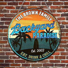 Load image into Gallery viewer, Personalized Custom Shaped Metal Sign for Backyard Paradise Decor
