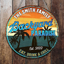 Load image into Gallery viewer, Personalized Custom Shaped Metal Sign for Backyard Paradise Decor
