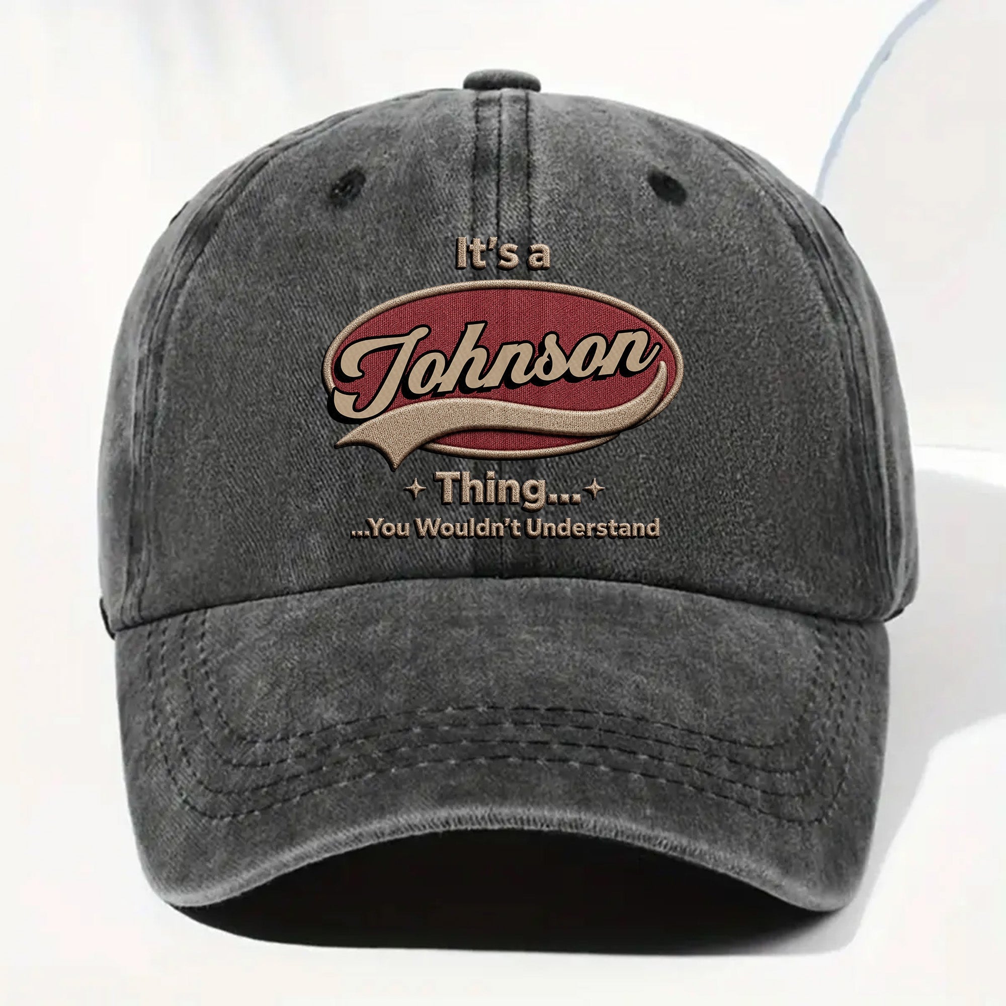Personalized Washed Denim Cap Custom Family Name Gift