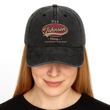 Load image into Gallery viewer, Personalized Washed Denim Cap Custom Family Name Gift
