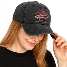 Load image into Gallery viewer, Personalized Washed Denim Cap Custom Family Name Gift

