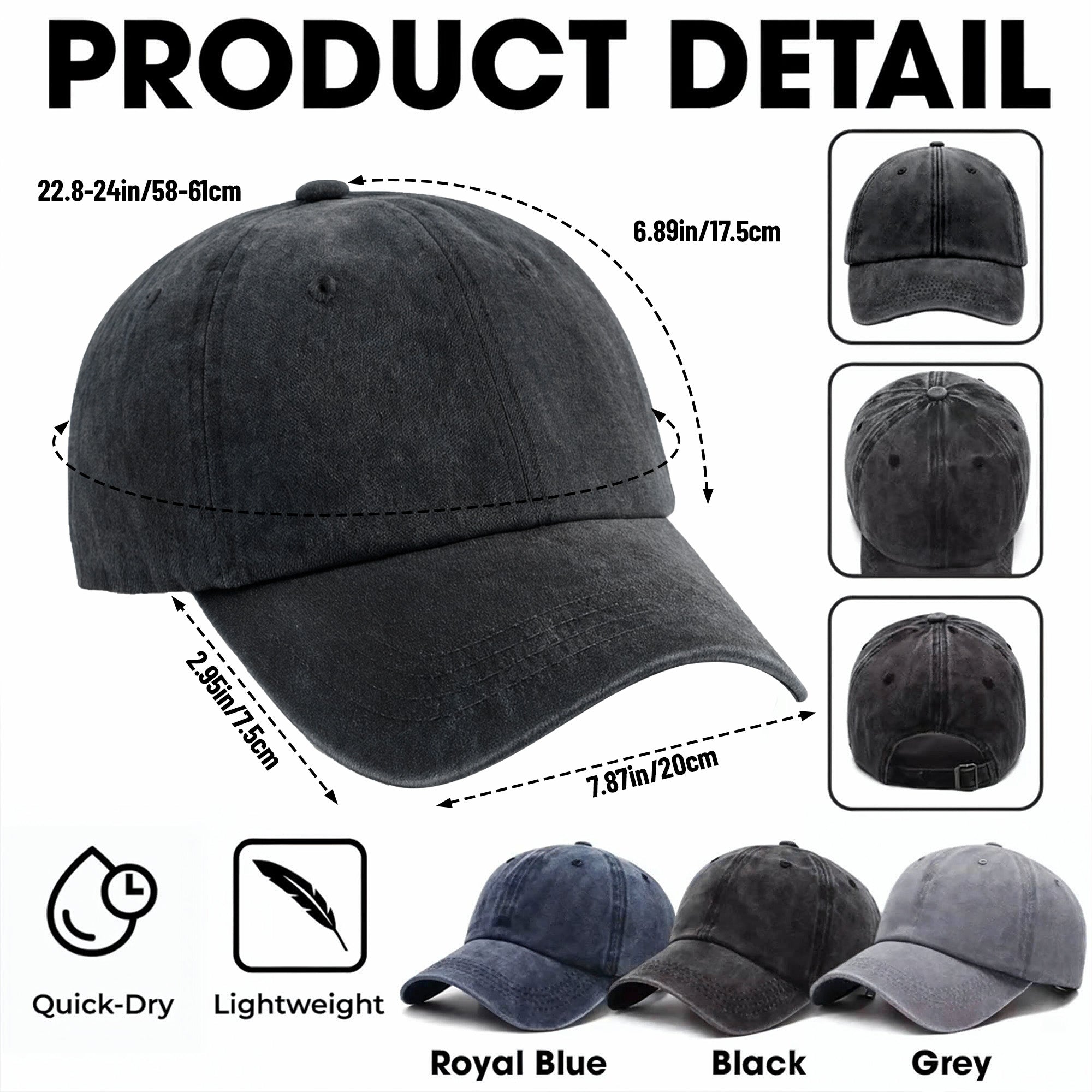 Personalized Washed Denim Cap Custom Family Name Gift