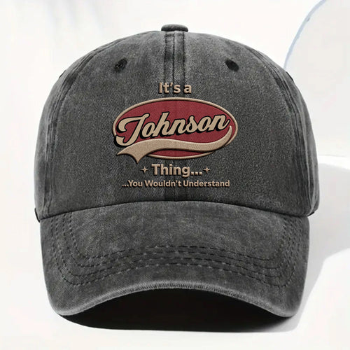 Personalized Washed Denim Cap Custom Family Name Gift