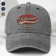 Load image into Gallery viewer, Personalized Washed Denim Cap Custom Family Name Gift
