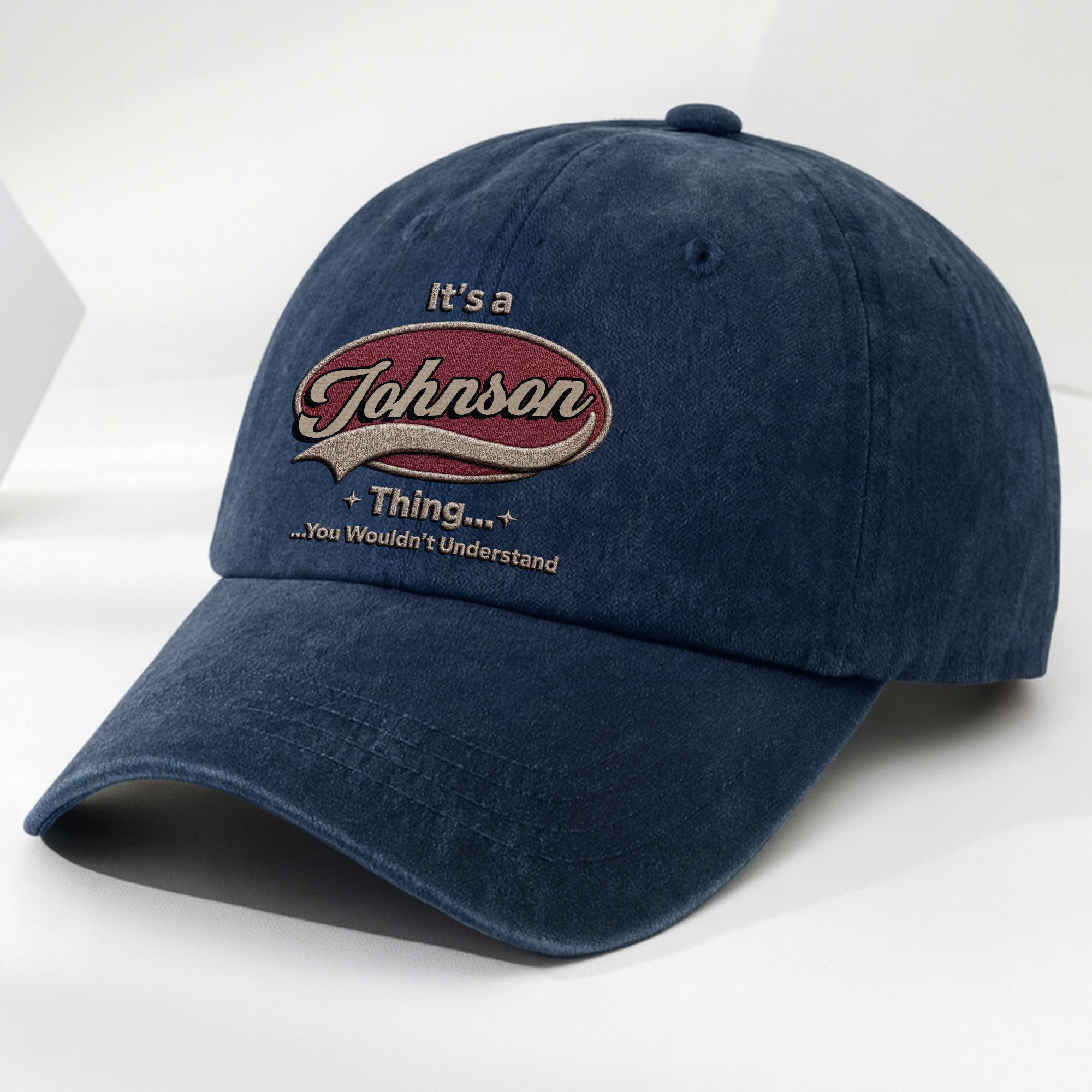 Personalized Washed Denim Cap Custom Family Name Gift