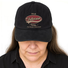 Load image into Gallery viewer, Personalized Washed Denim Cap Custom Family Name Gift

