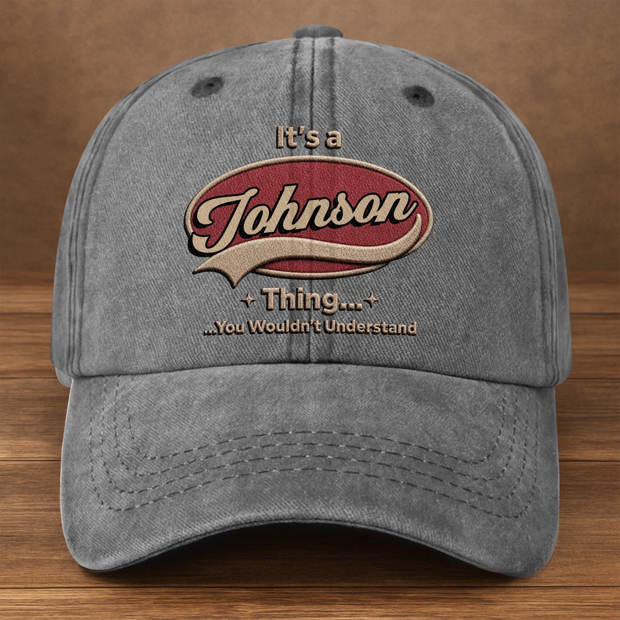 Personalized Washed Denim Cap Custom Family Name Gift