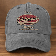 Load image into Gallery viewer, Personalized Washed Denim Cap Custom Family Name Gift
