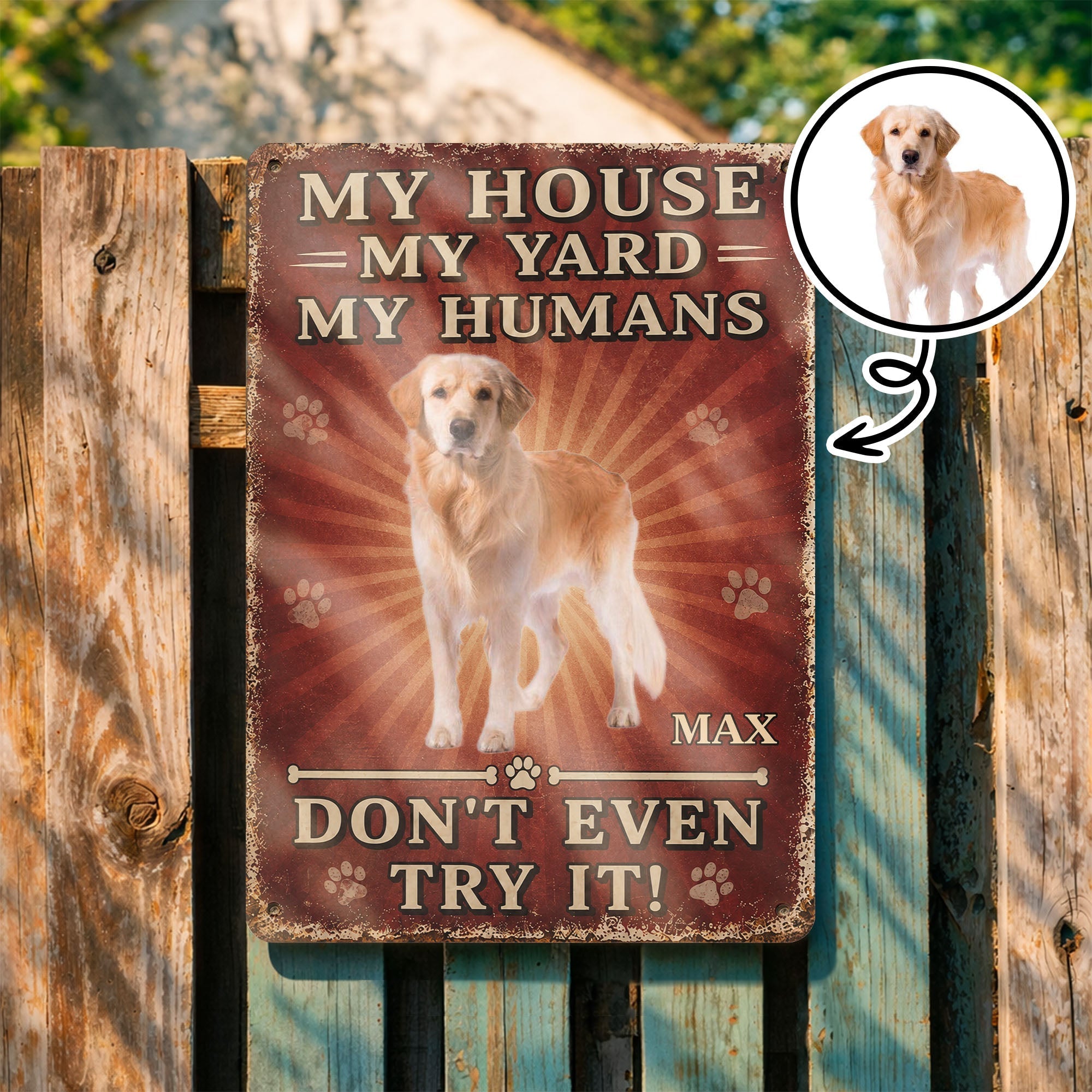 Personalized Dog Paw Metal Sign Custom Name Gift for Dog Lovers