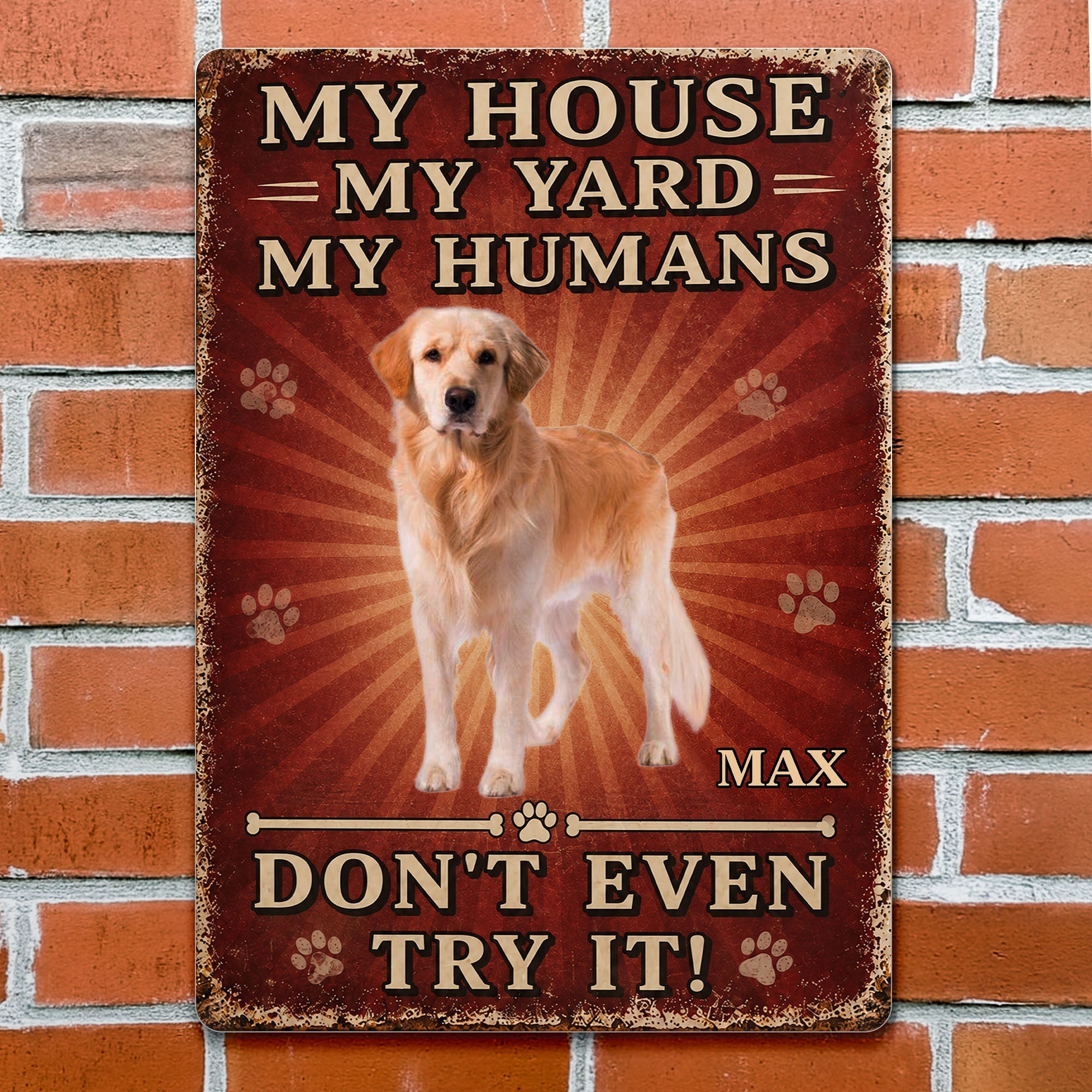 Personalized Dog Paw Metal Sign Custom Name Gift for Dog Lovers
