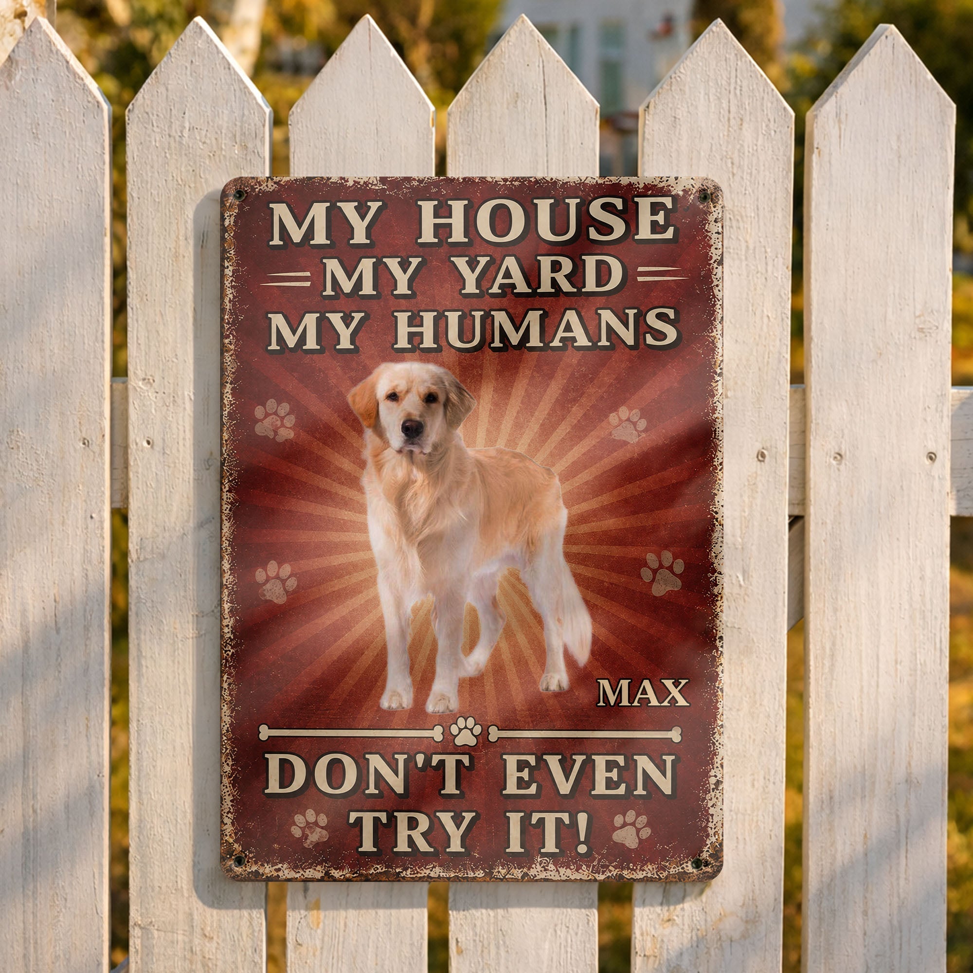 Personalized Dog Paw Metal Sign Custom Name Gift for Dog Lovers