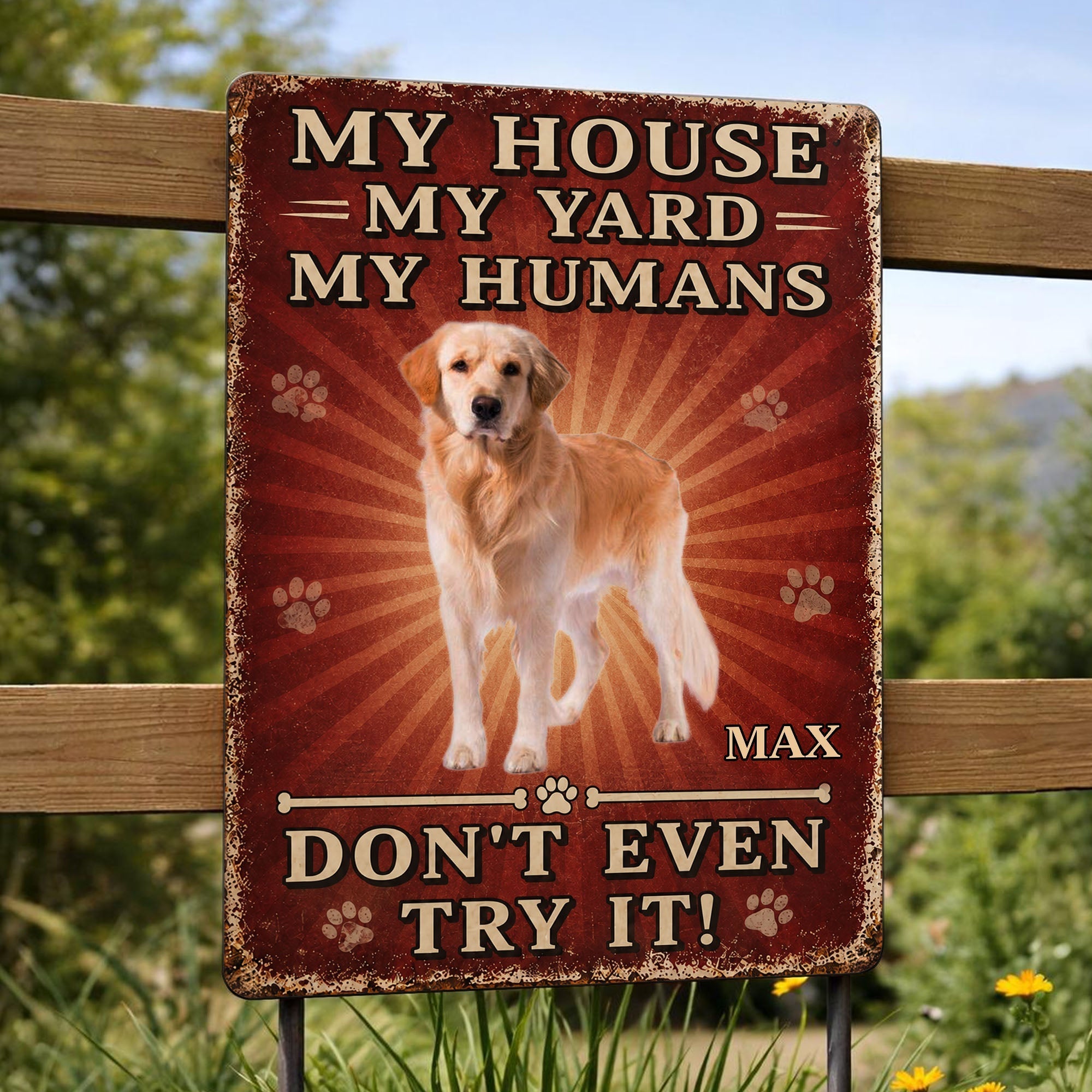 Personalized Dog Paw Metal Sign Custom Name Gift for Dog Lovers