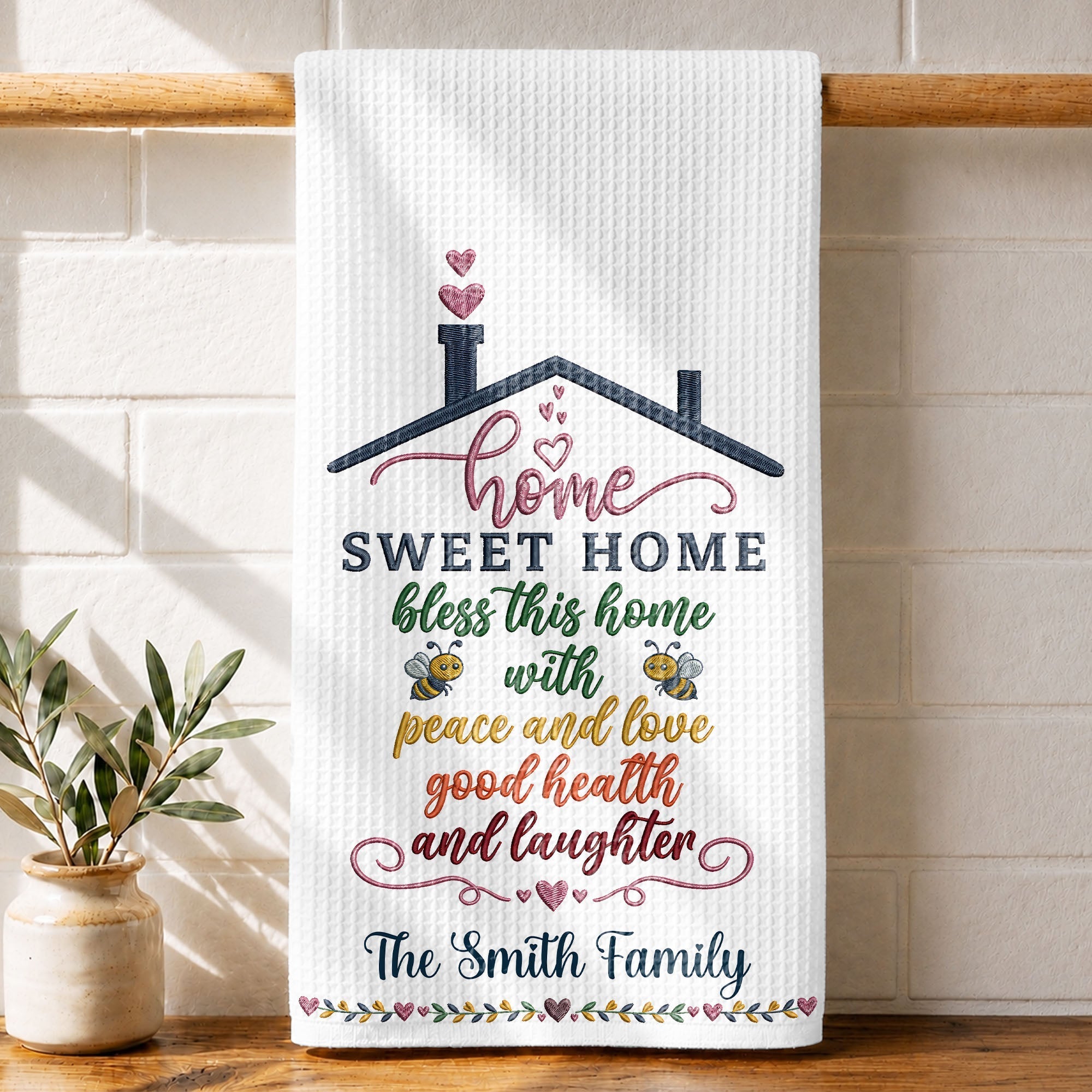 Personalized Home Sweet Home Kitchen Towel Gift for Family