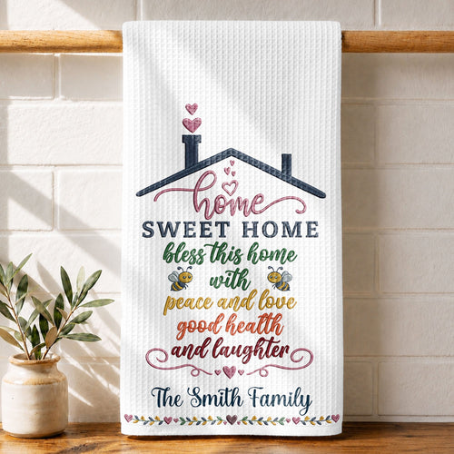 Personalized Home Sweet Home Kitchen Towel Gift for Family
