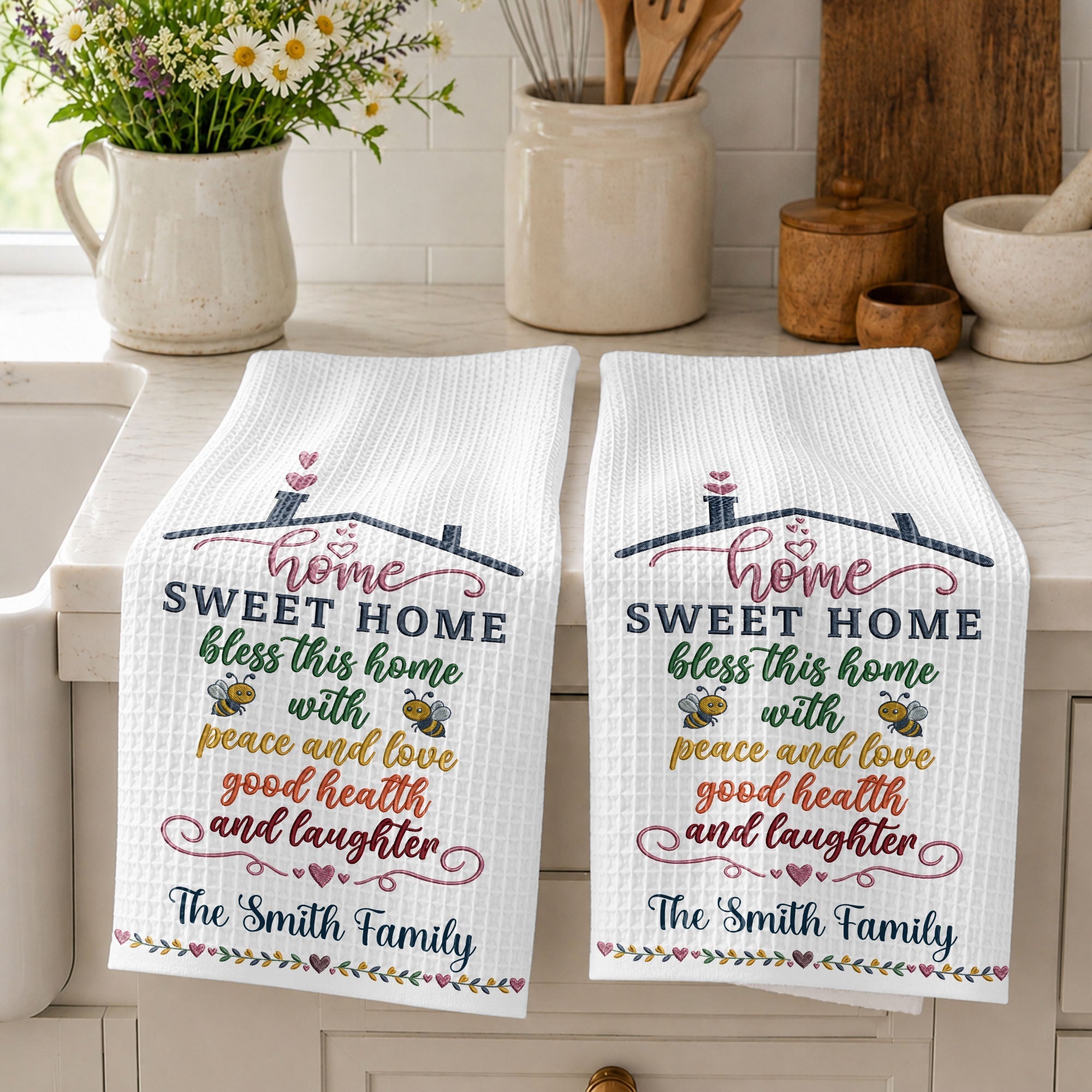 Personalized Home Sweet Home Kitchen Towel Gift for Family