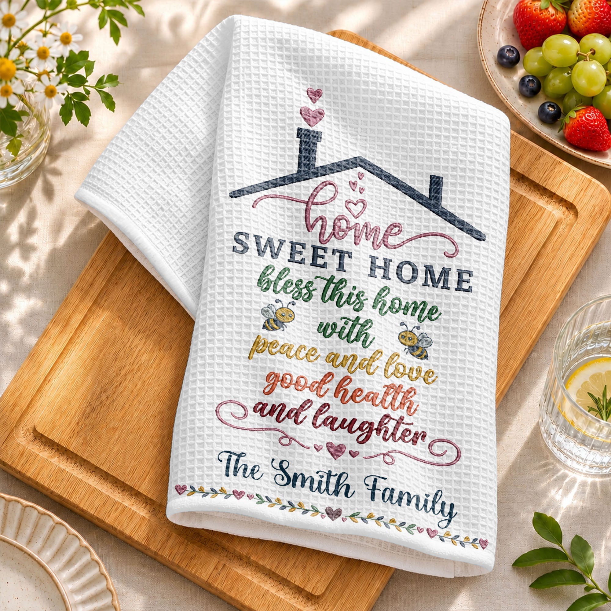 Personalized Home Sweet Home Kitchen Towel Gift for Family