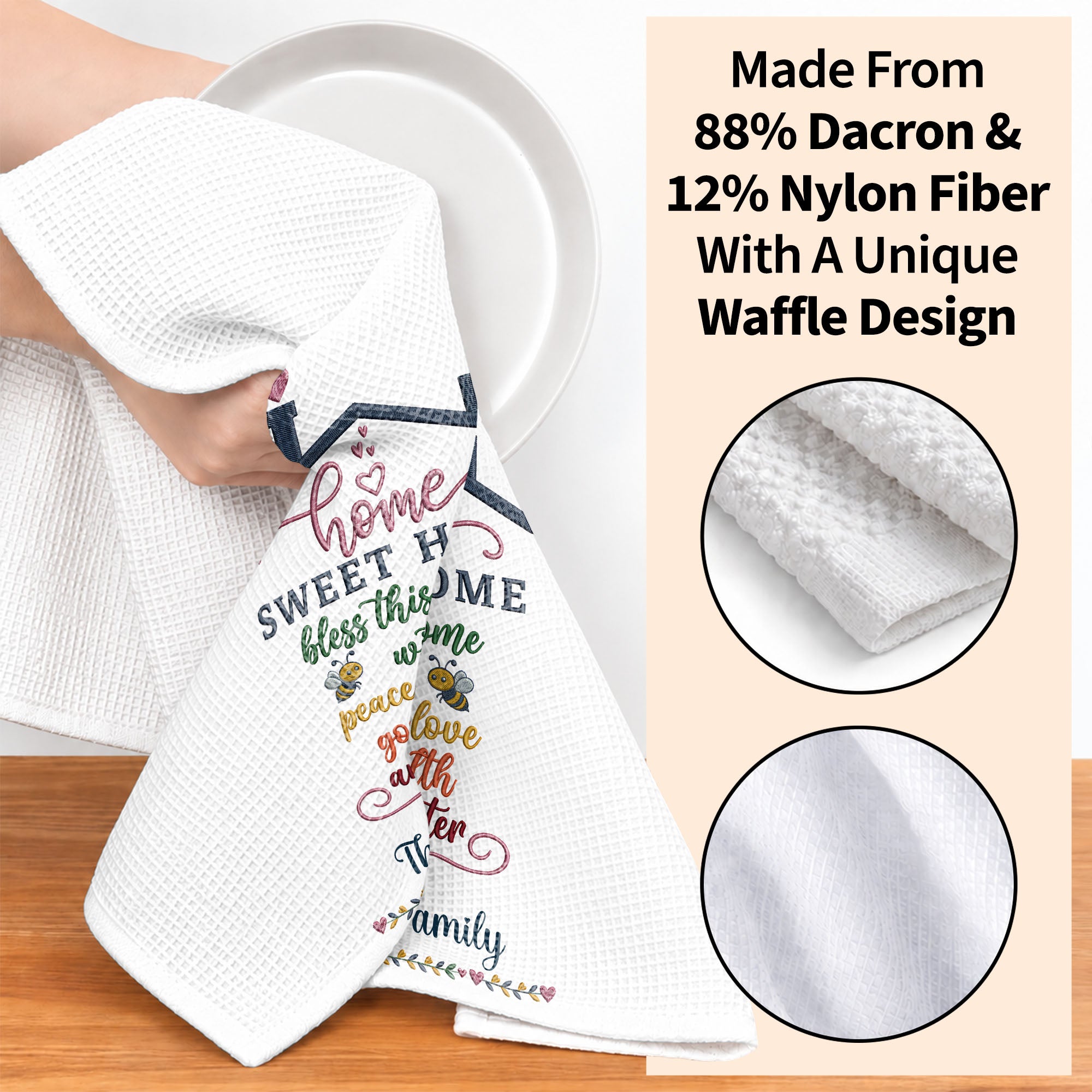 Personalized Home Sweet Home Kitchen Towel Gift for Family
