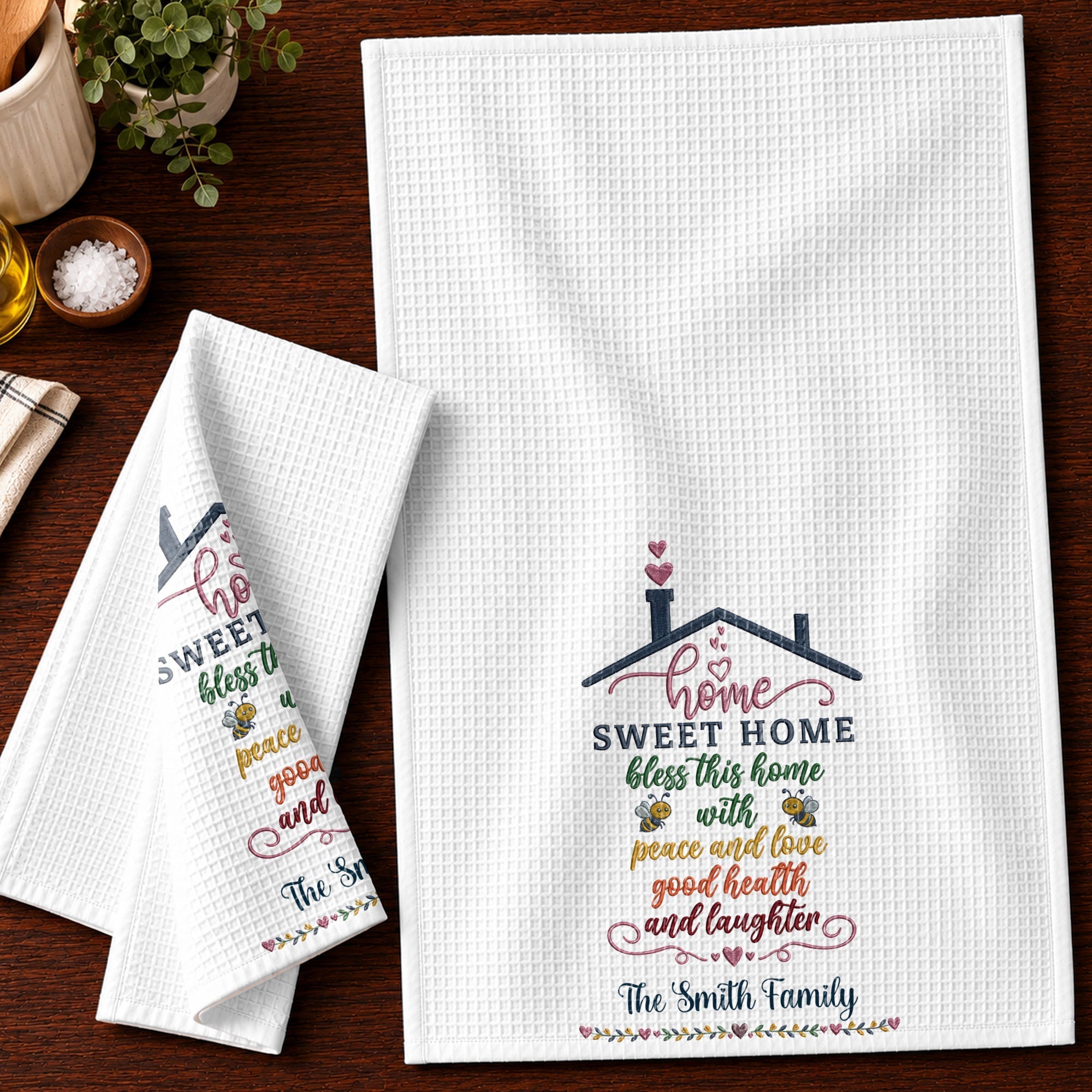 Personalized Home Sweet Home Kitchen Towel Gift for Family